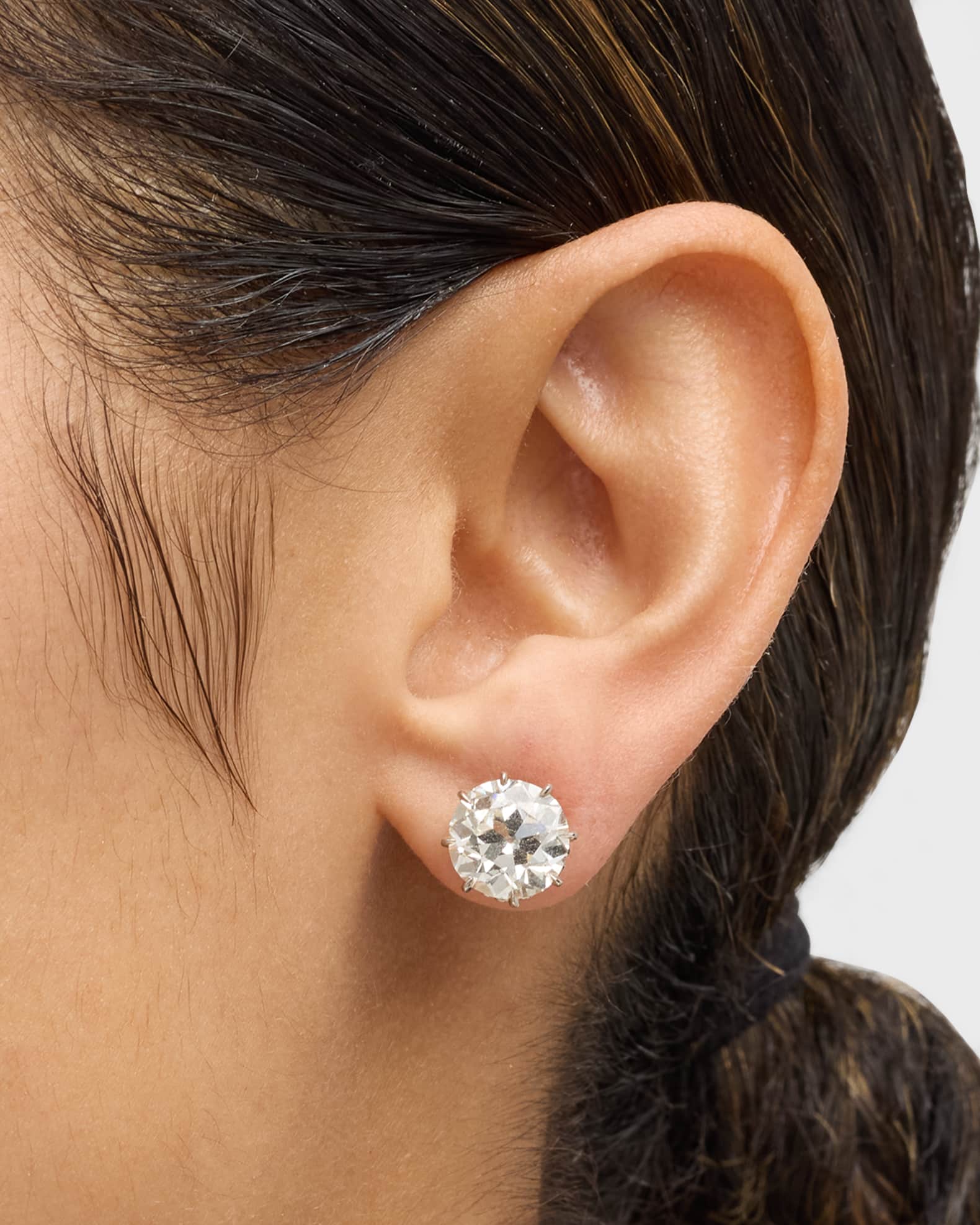 Estate 18K Gold and Platinum Diamond Stud Earrings 1