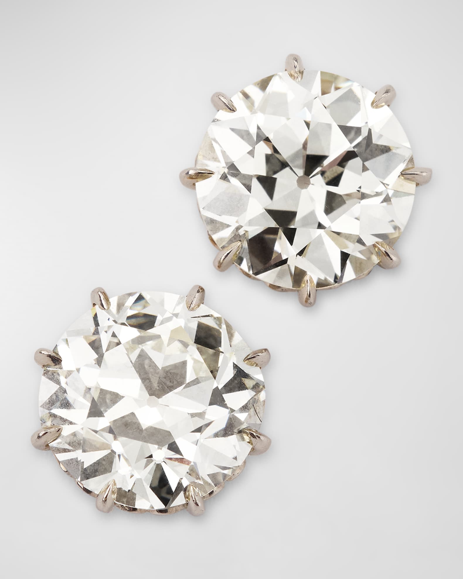Estate 18K Gold and Platinum Diamond Stud Earrings 0