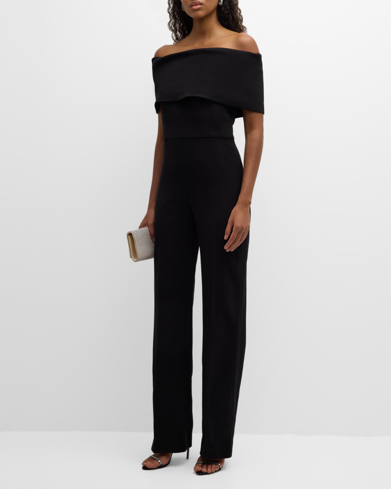 Off the Shoulder Crepe Jumpsuit