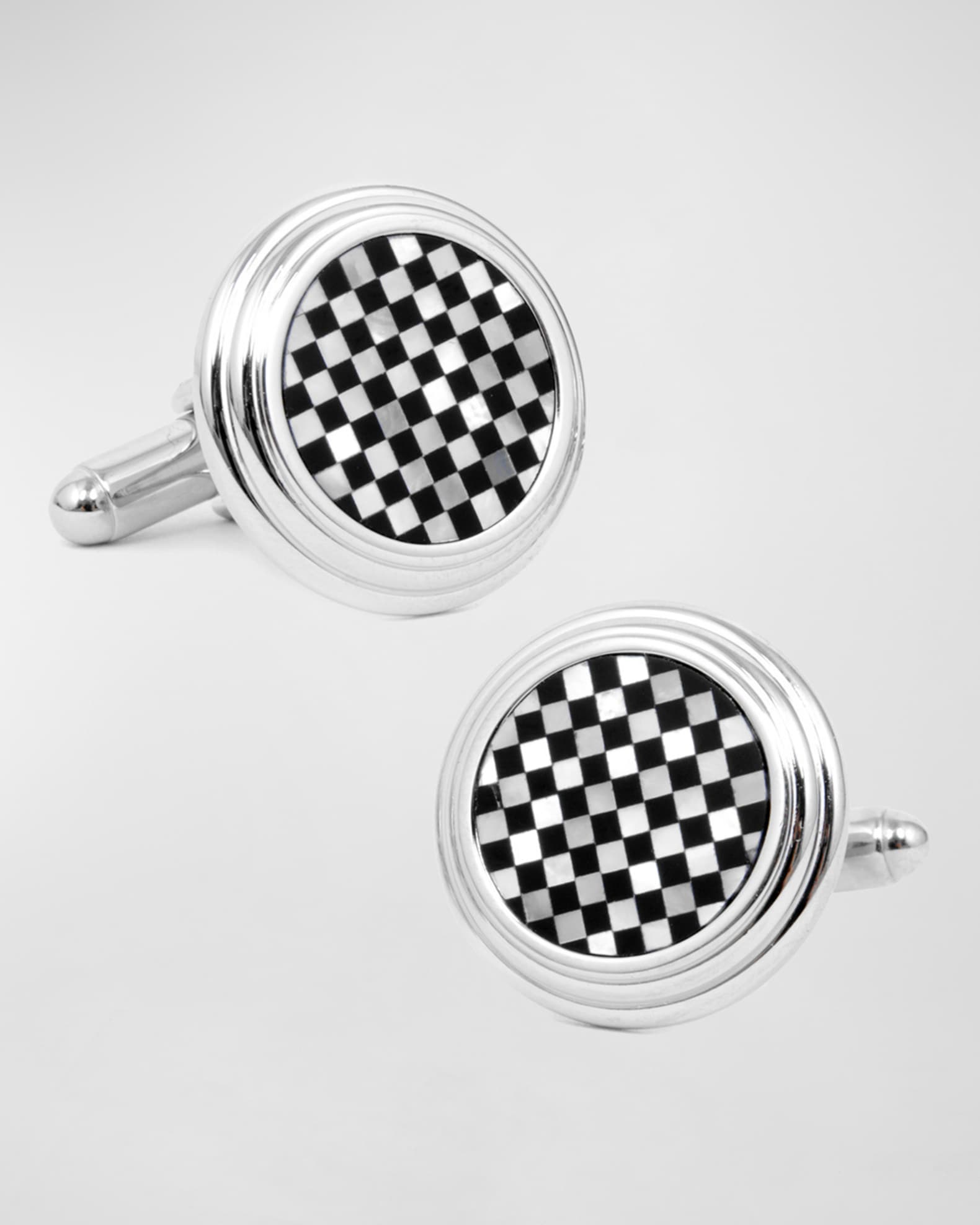 Cufflinks Inc. Checkered Onyx MotherofPearl Cuff Links Studs Set