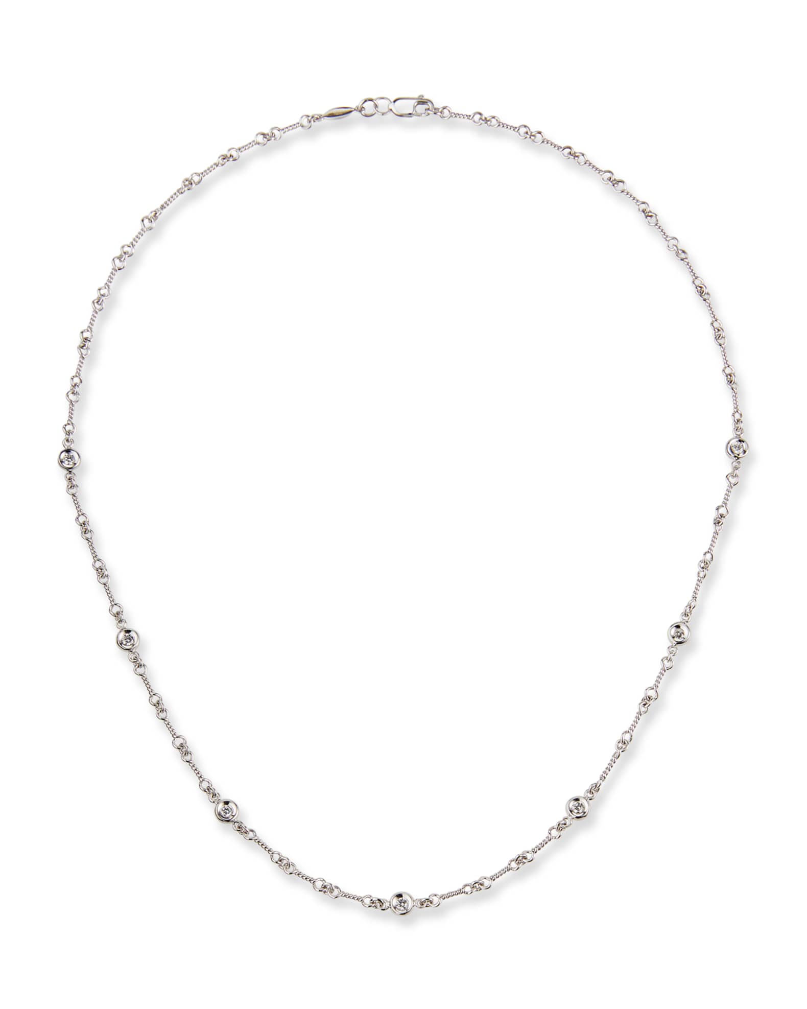 Roberto Coin 18k White Gold Diamond-Bezel Necklace | Neiman Marcus