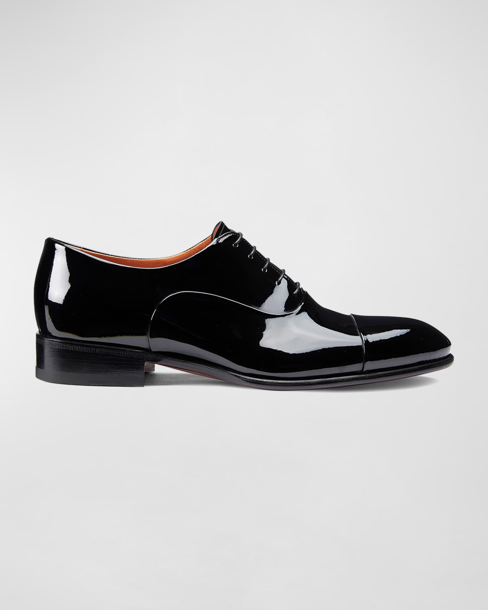 Santoni Men's Isaac Patent Leather LaceUp Shoes Neiman Marcus