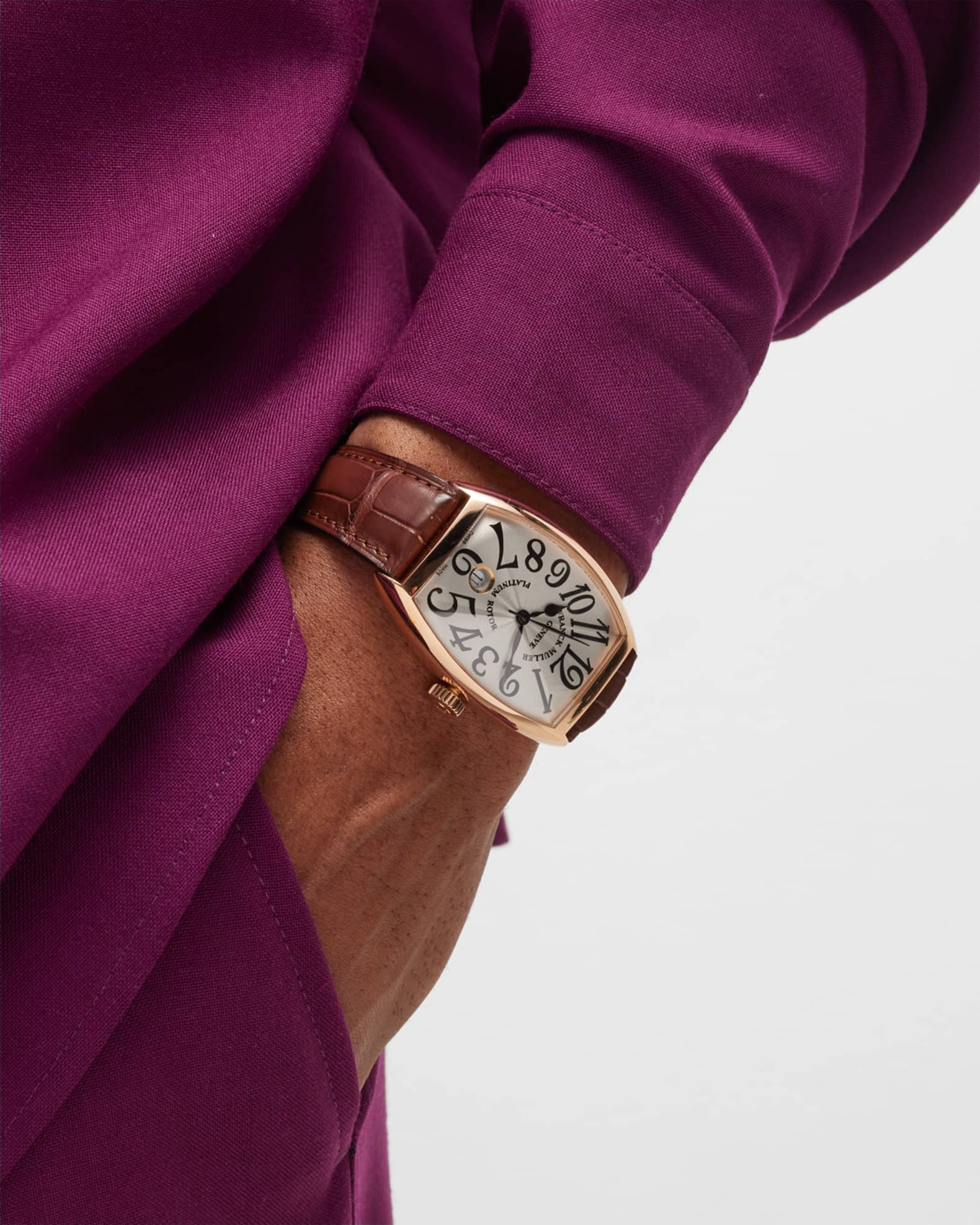 Franck Muller Men s Cintree Curvex 18K Rose Gold Watch Neiman Marcus