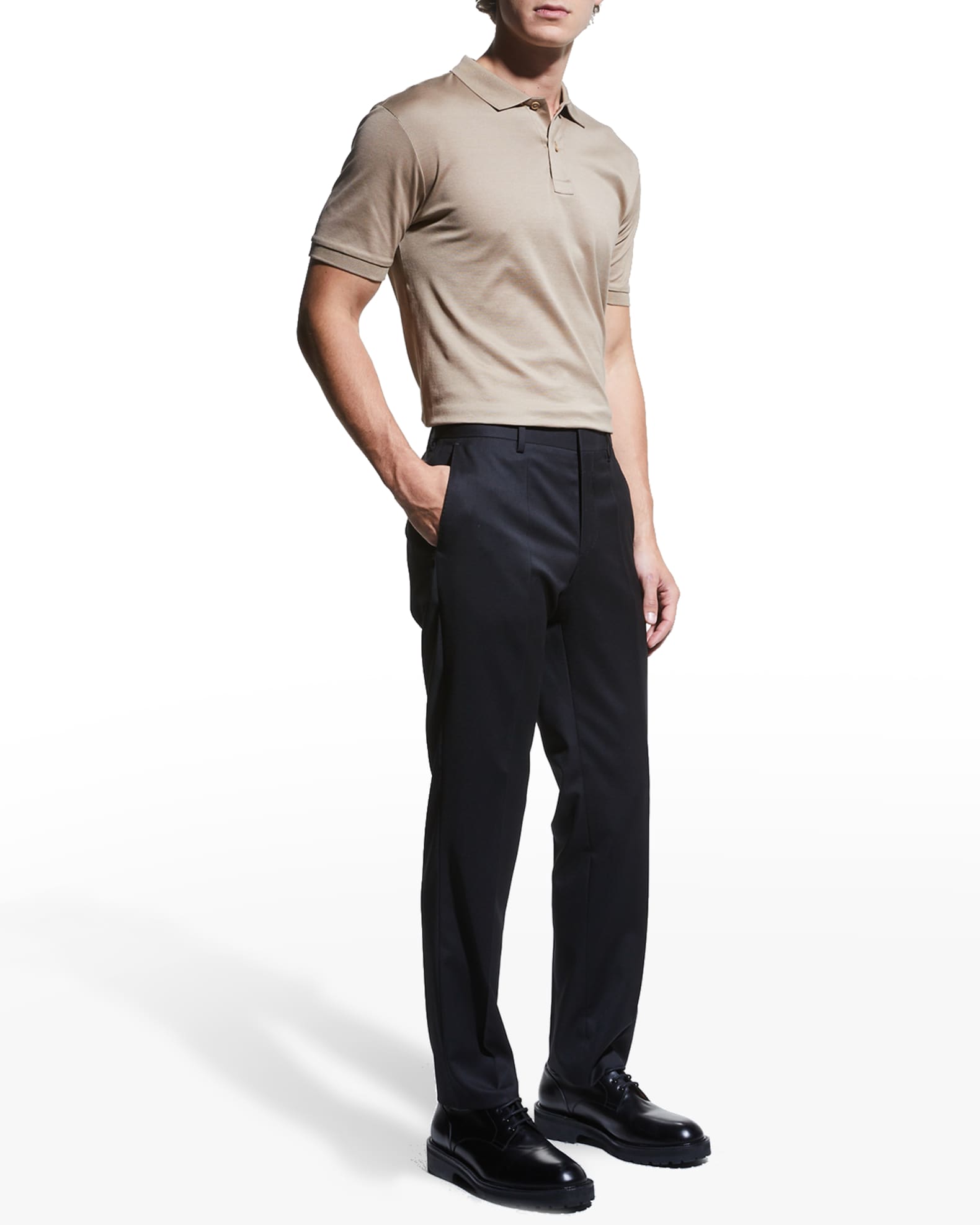 Men's Genesis Slim-Fit Wool Trousers, Black 1