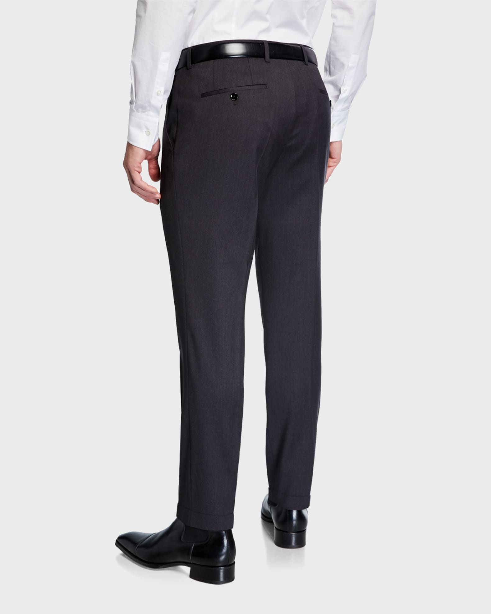 Men's Genesis Slim-Fit Wool Trousers, Medium Gray 1