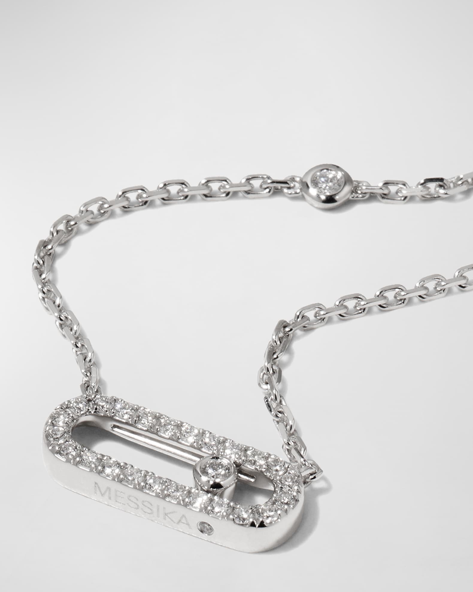 Messika Move Uno 18K White Gold Diamond Pave Necklace | Neiman Marcus