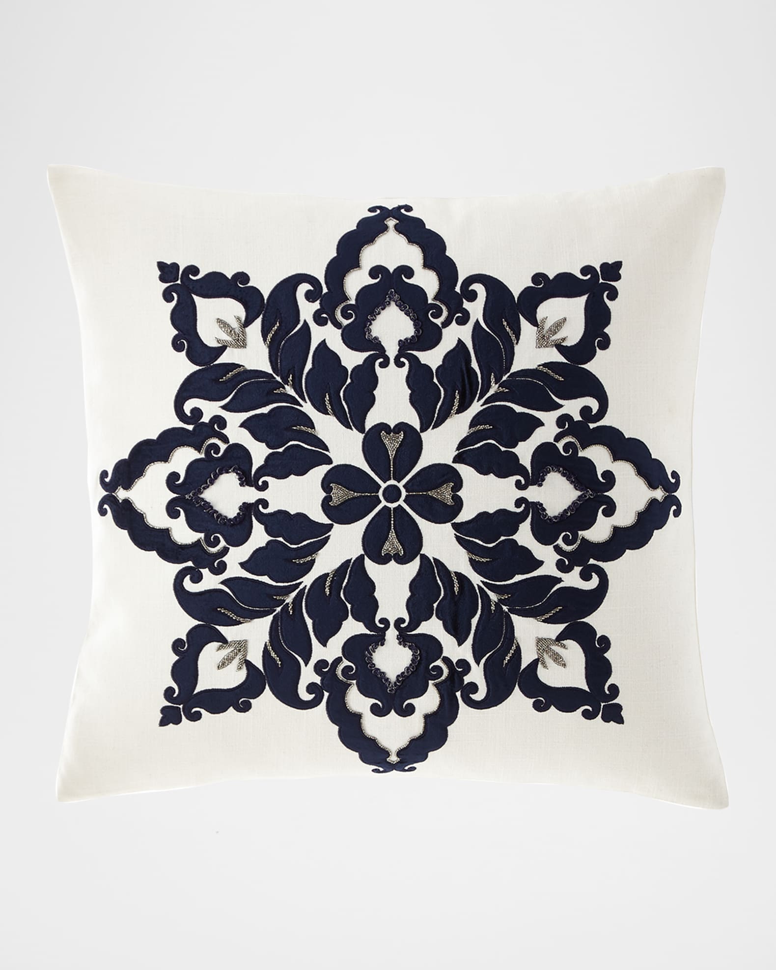 Velvet & Linen Beaded Decorative Pillow 0
