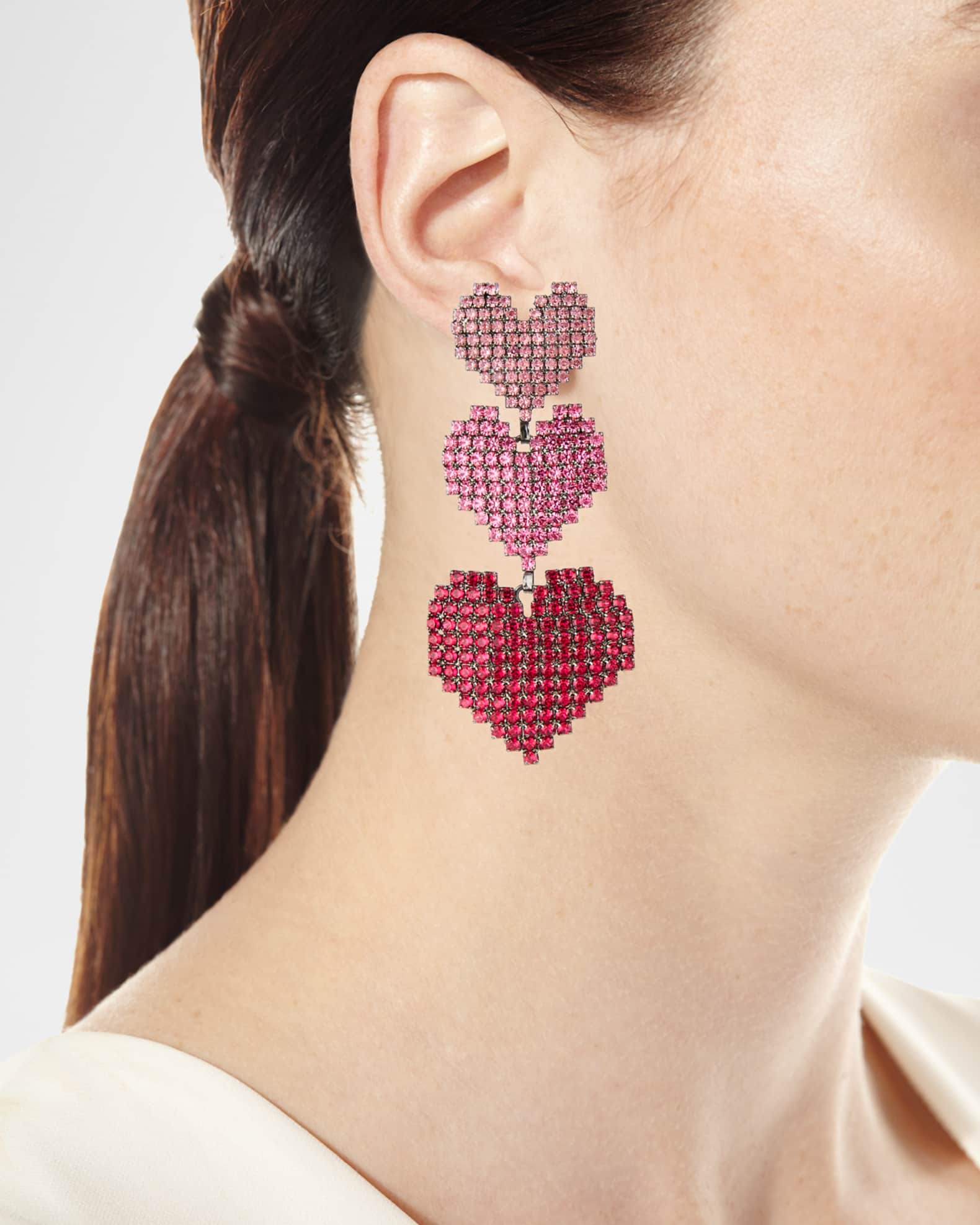 Valentina Triple-Heart Drop Earrings 1