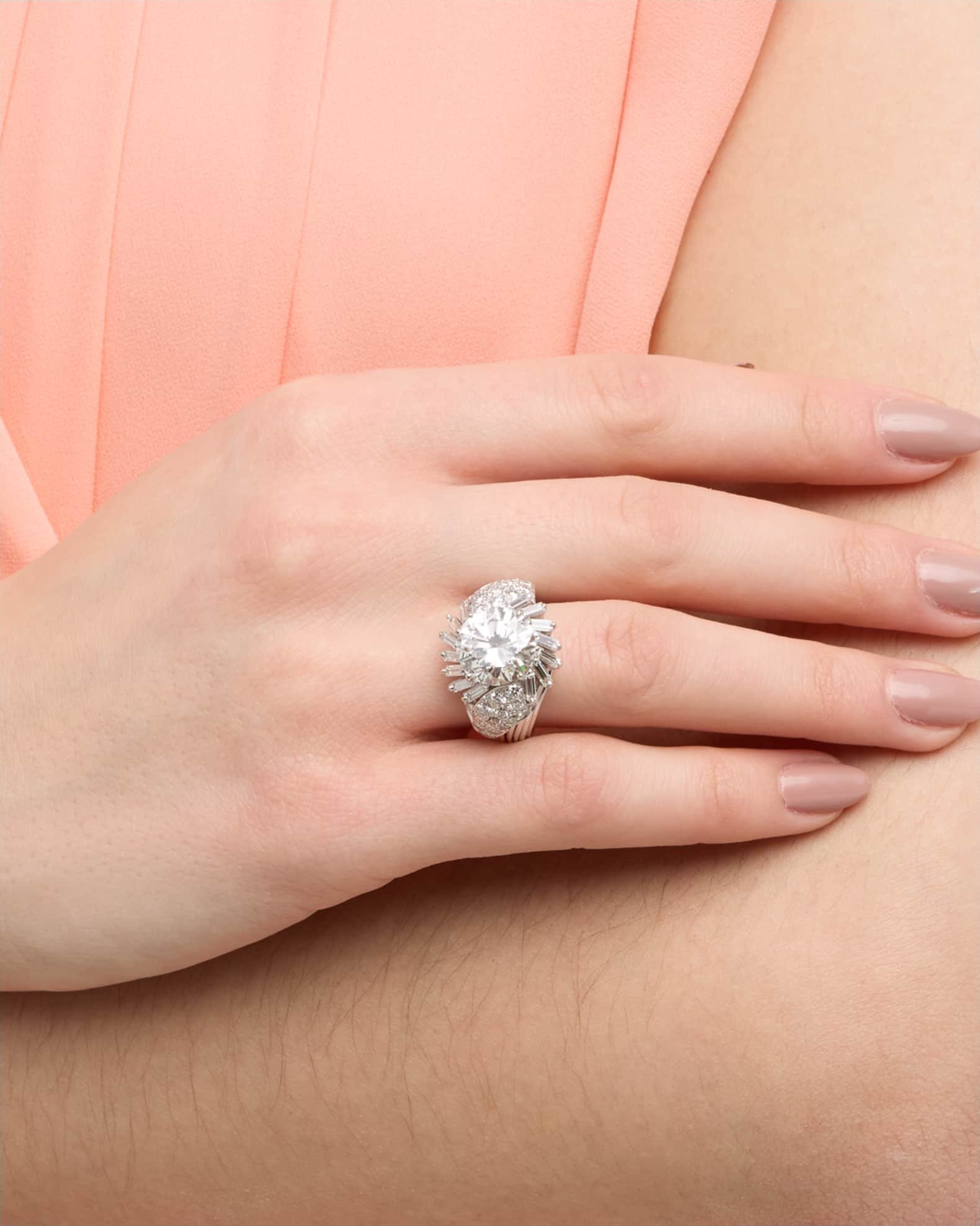 Estate Webb Platinum Diamond Twist Ring, Size 6.75 1