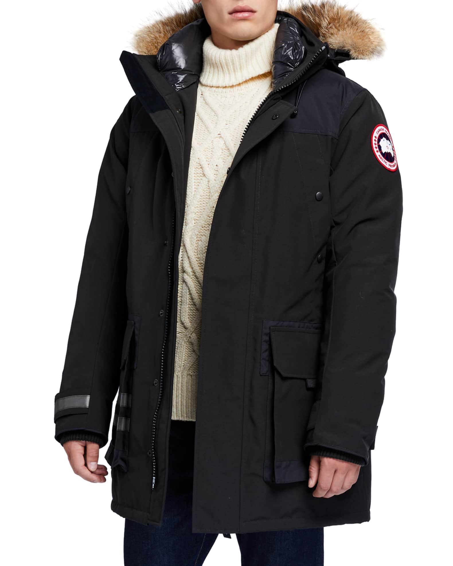 Canada Goose Men's Erickson Parka Coat w/ Fur Trim | Neiman Marcus
