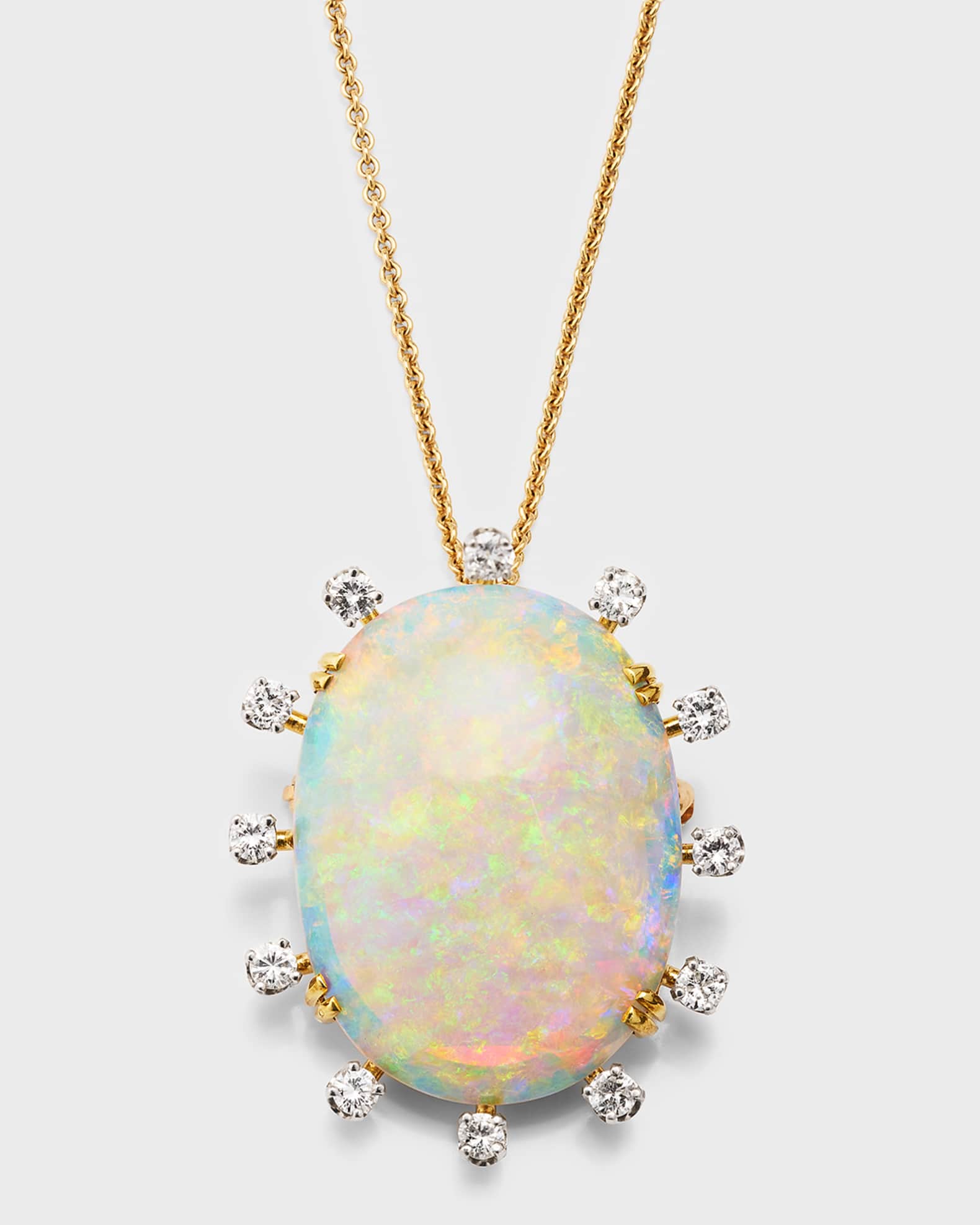 NM Estate Estate Durland Opal and Diamond Pendant Necklace Neiman Marcus