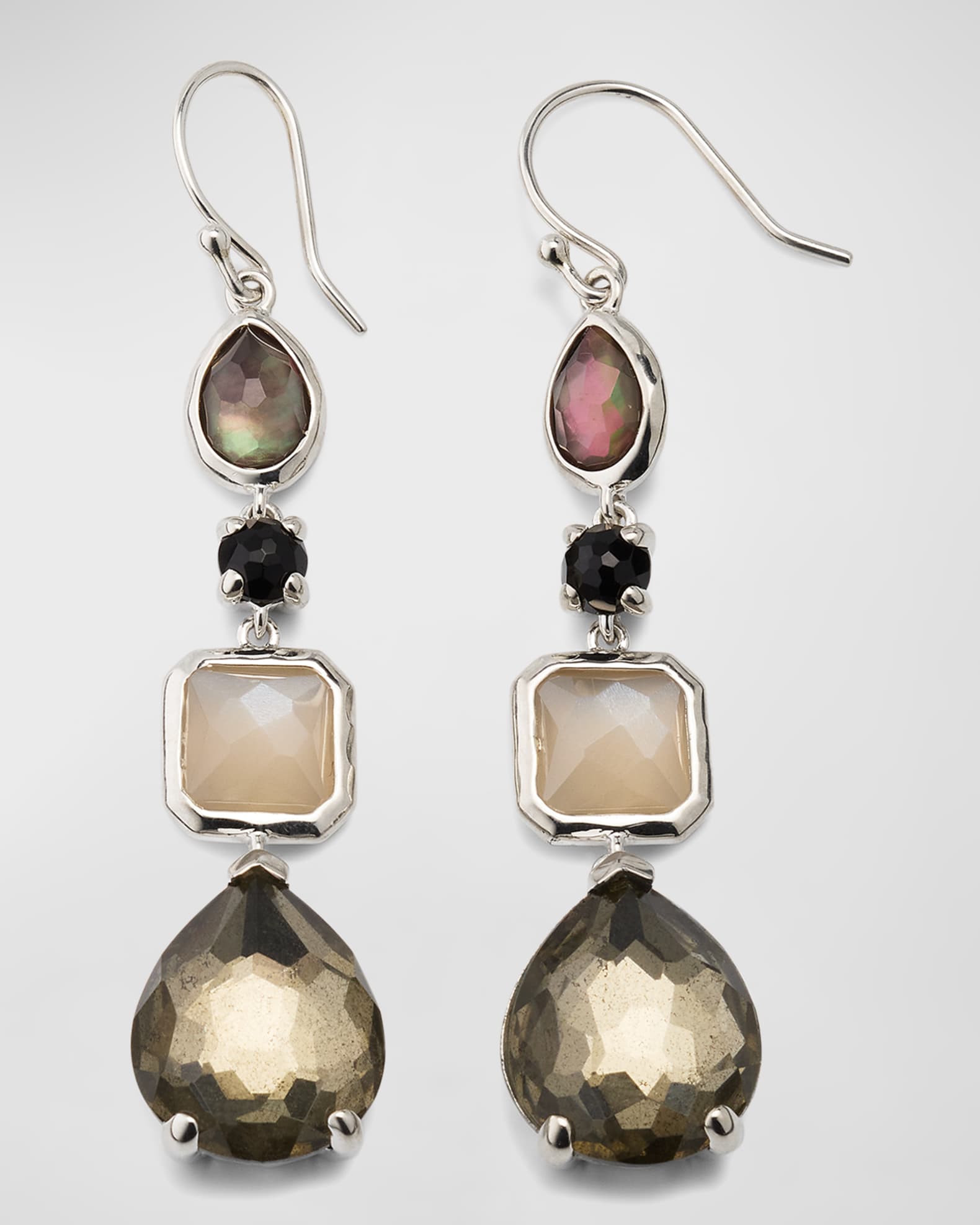925 Rock Candy 4 Stone Drop Earrings in Black Tie