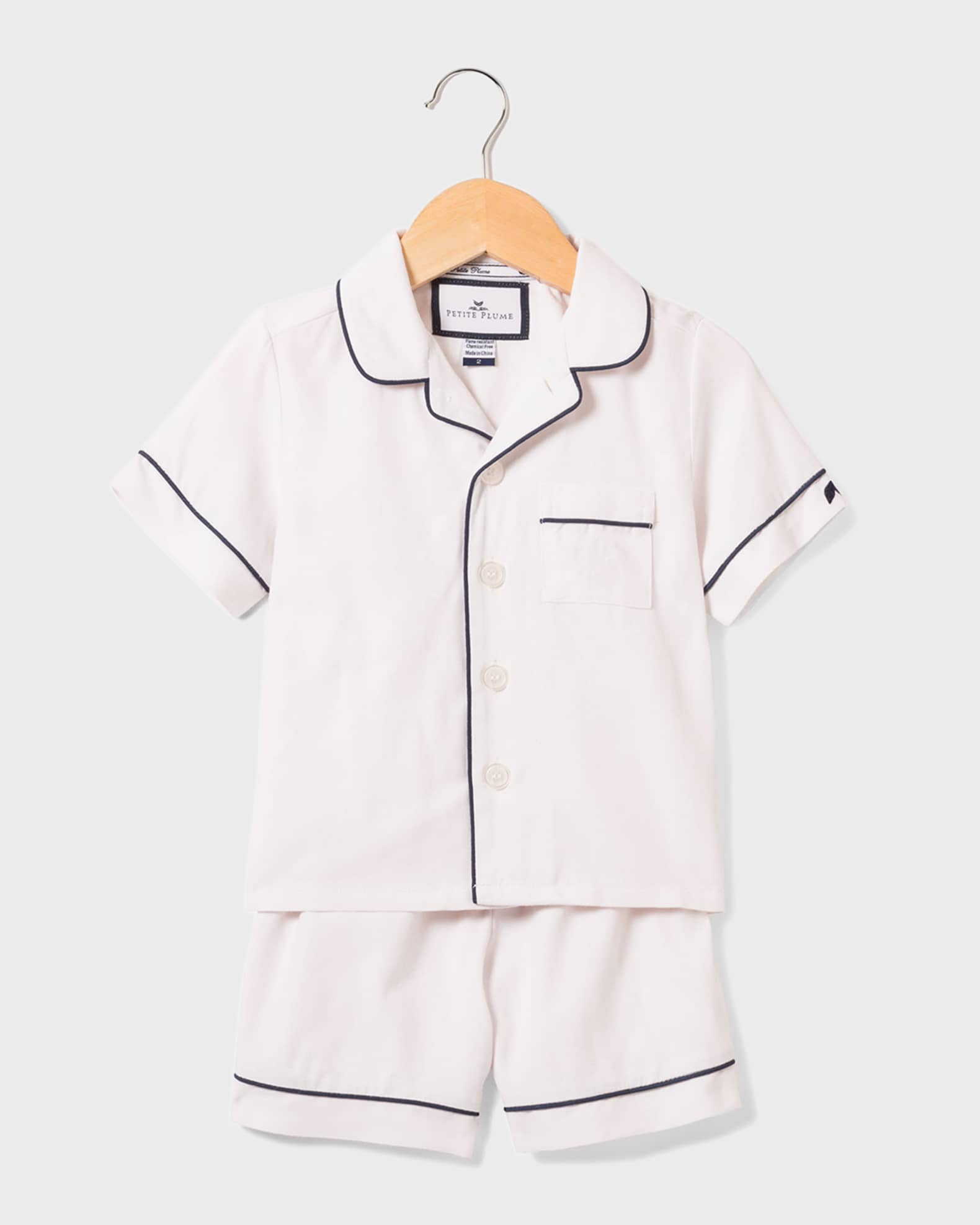 Petite Plume Kid's Classic Pajama Set w/ Contrast Piping, Size 6M-14