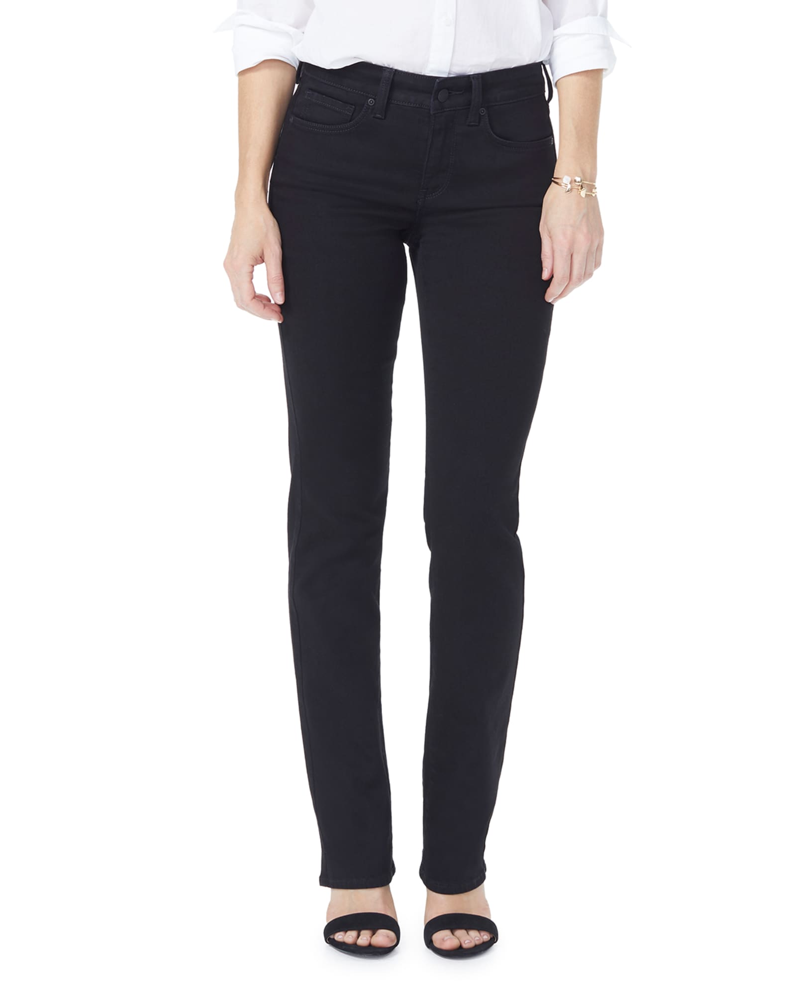 Nydj Women's High Rise Marilyn Straight Hollywood Waistband Jeans