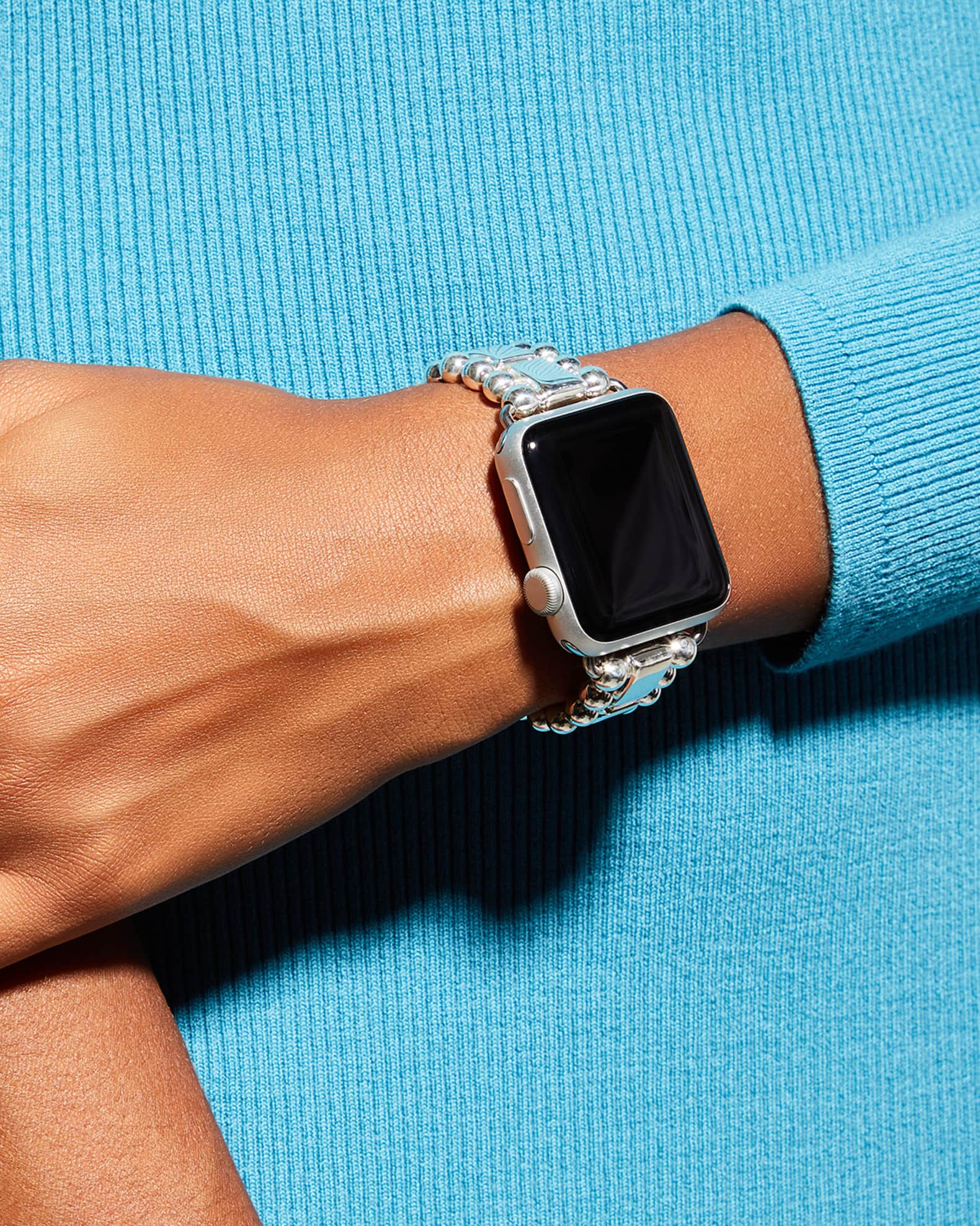 LAGOS Smart Caviar Sterling Silver 38mm Apple Watch Bracelet Neiman Marcus