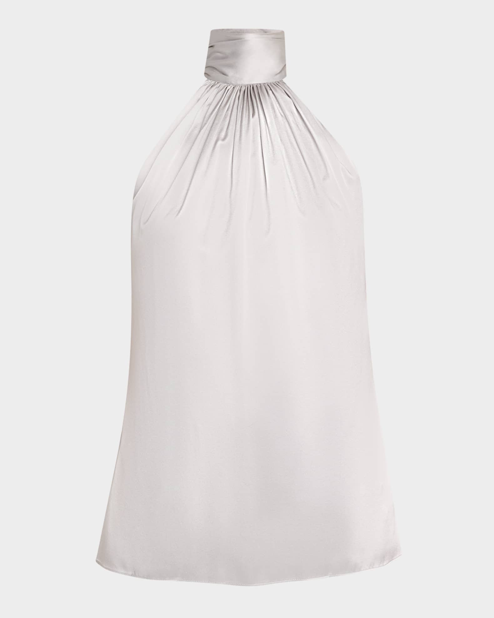 Lori Tie-Neck Silk Halter Top 0