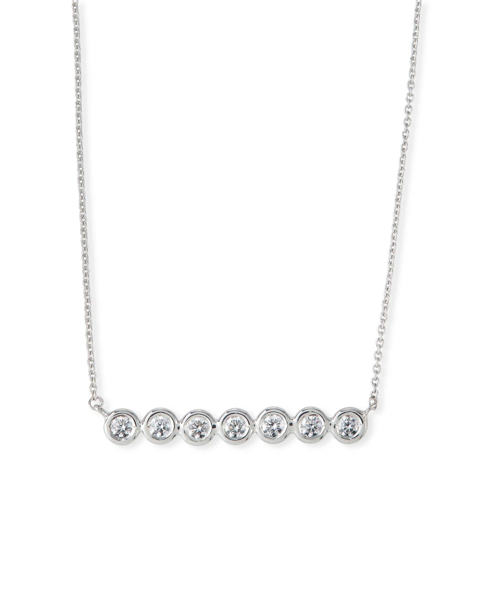 Roberto Coin 18k White Gold Diamond-Bezel Bar Necklace