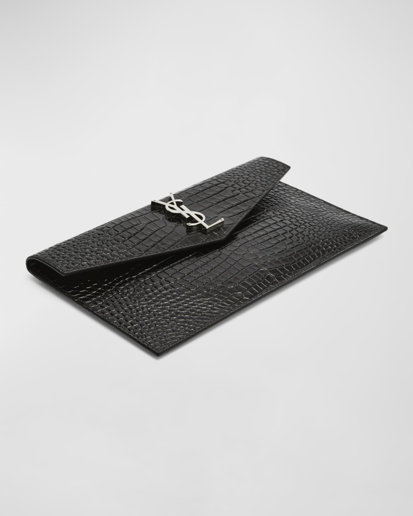 Uptown YSL Pouch in Croc-Embossed Leather 1