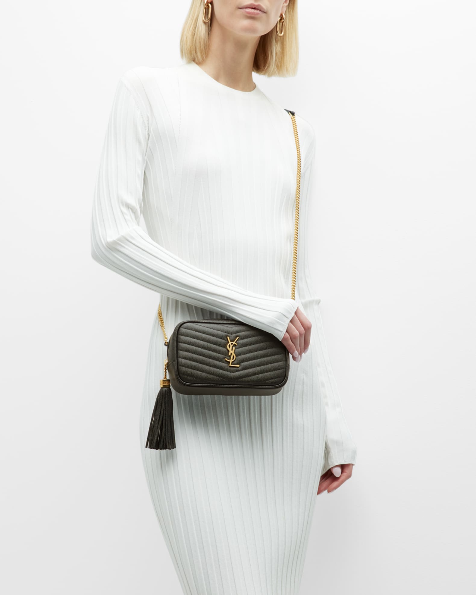 Saint Laurent Lou Mini Camera Bag in Grained Quilted Leather with