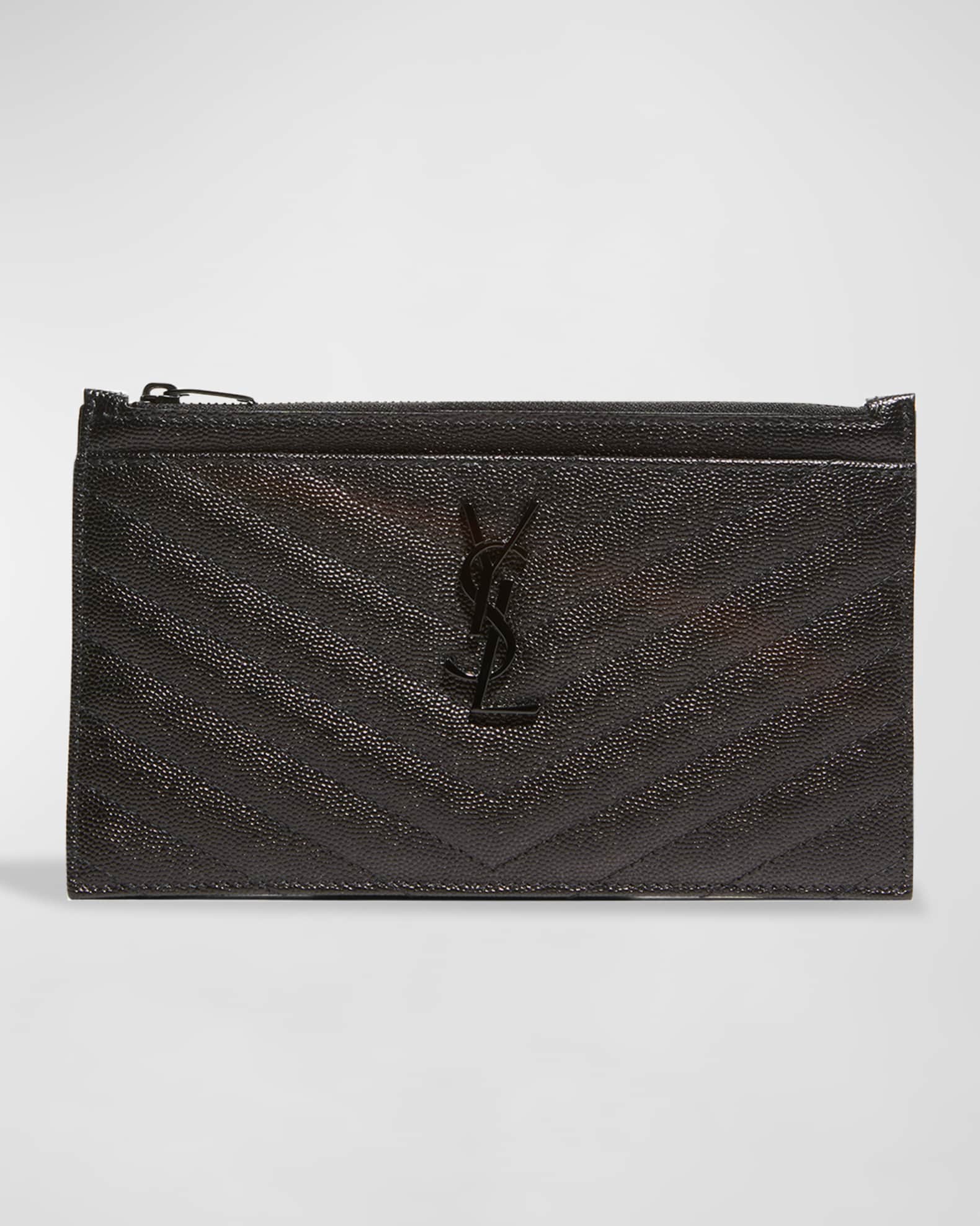 Yves Saint Laurent Vintage - Monogram Bill Pouch - Black - Leather