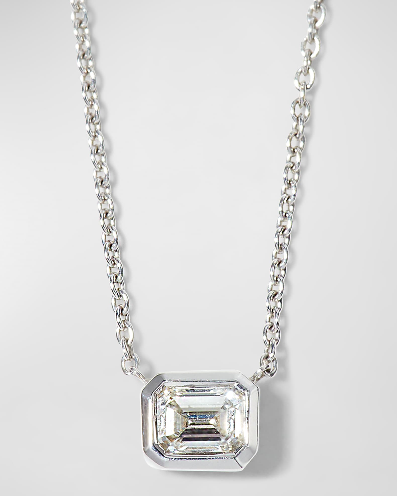 18k Emerald-Cut Diamond Solitaire Necklace 0