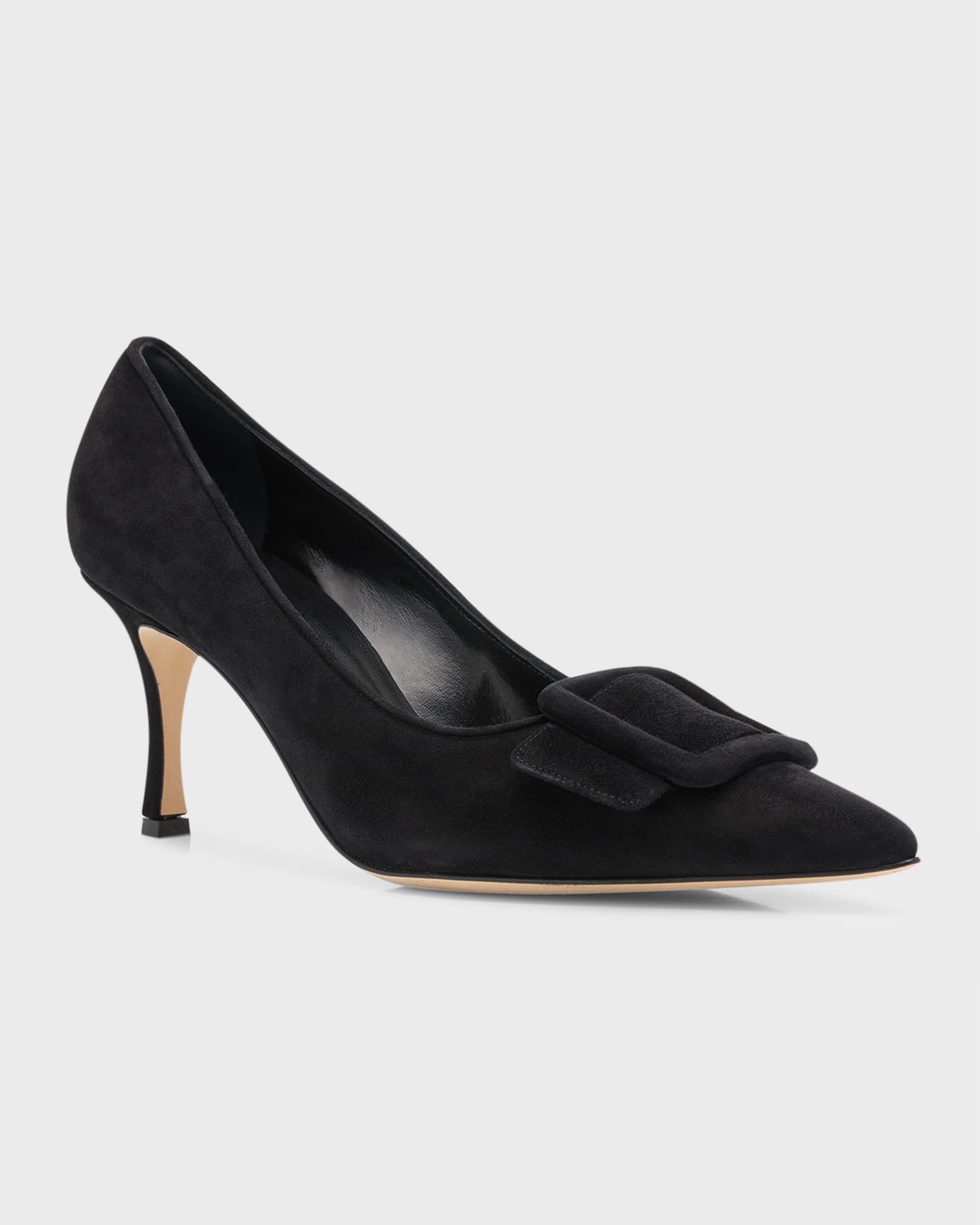 Maysale Suede Pointed-Toe Buckle Pumps