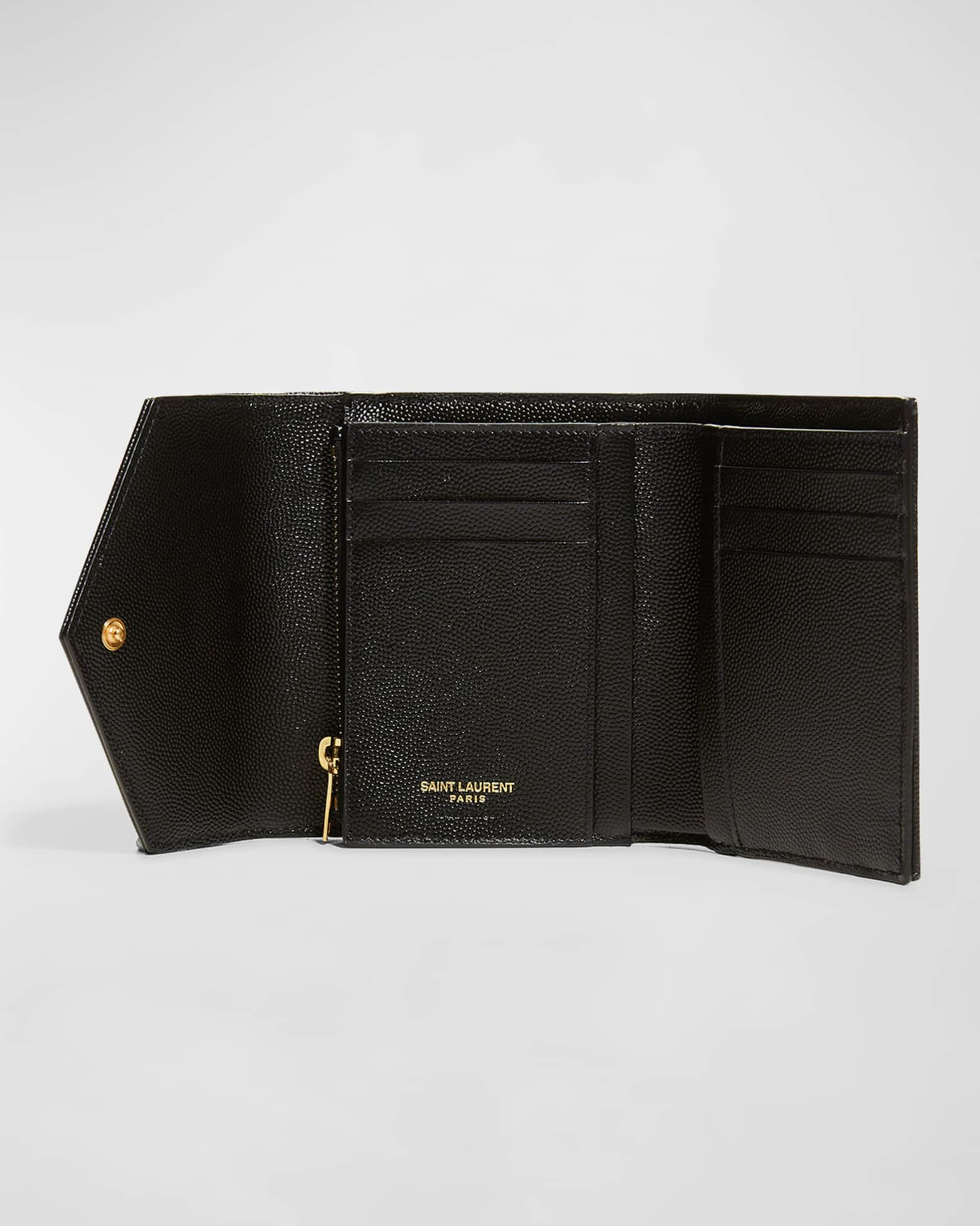 Saint Laurent Grain de Poudre Monogram Small Tri-Fold Wallet (SHF