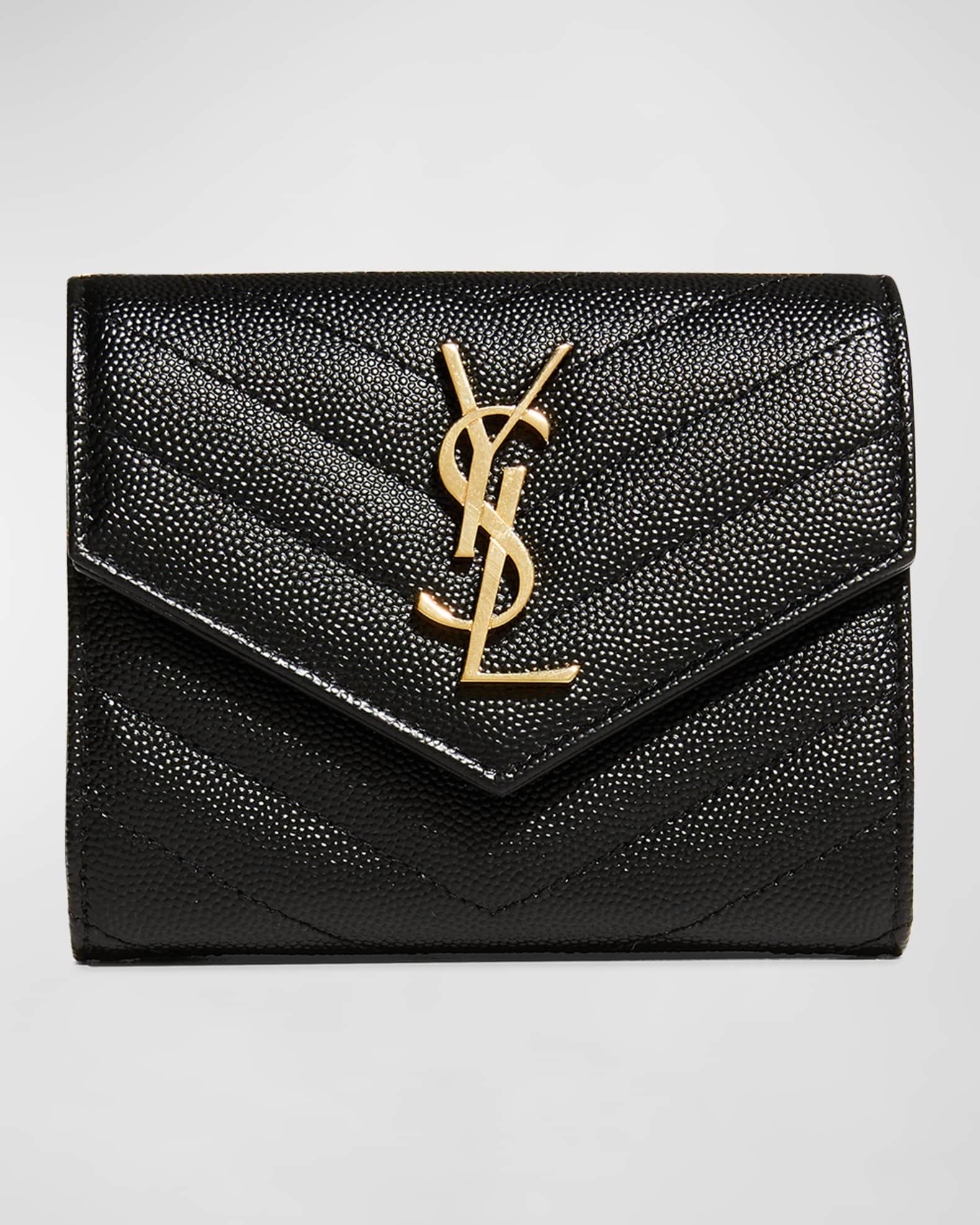 Saint Laurent Women's Compact 3-fold Quilted Leather Wallet