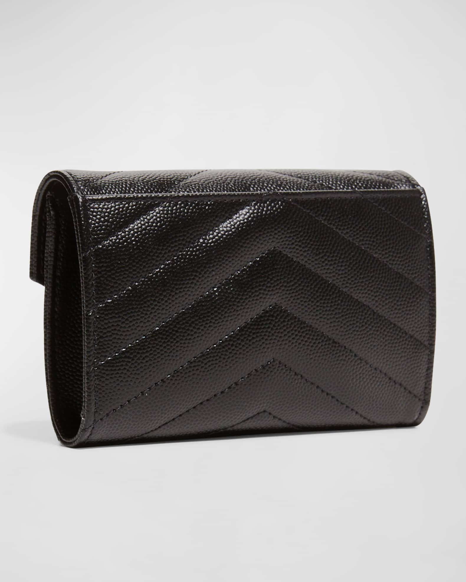 Saint Laurent Monogram Metalassé Trifold Wallet - Black - One Size