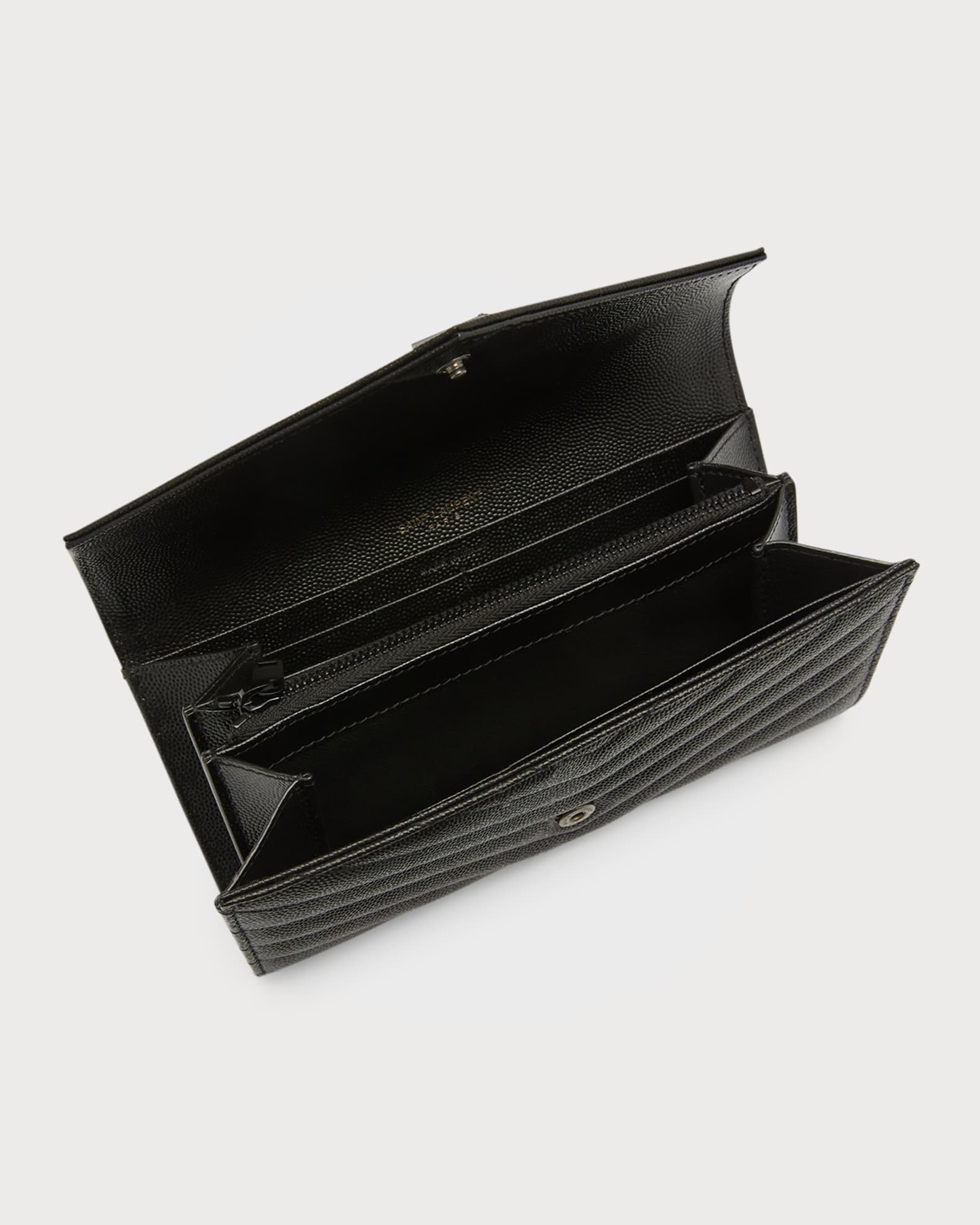 Saint Laurent YSL Monogram Large Flap Wallet in Grained Leather Neiman Marcus