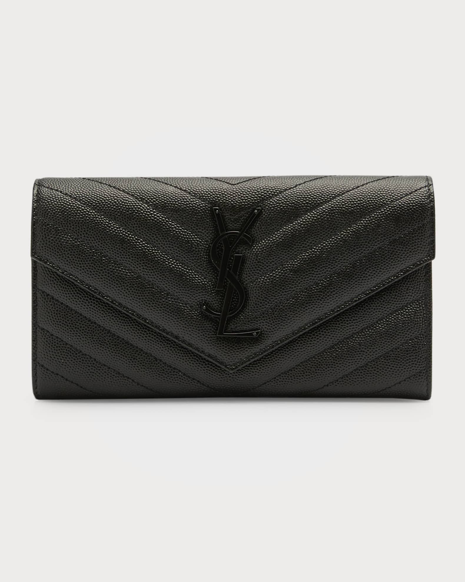 YSL logo quilted flap wallet