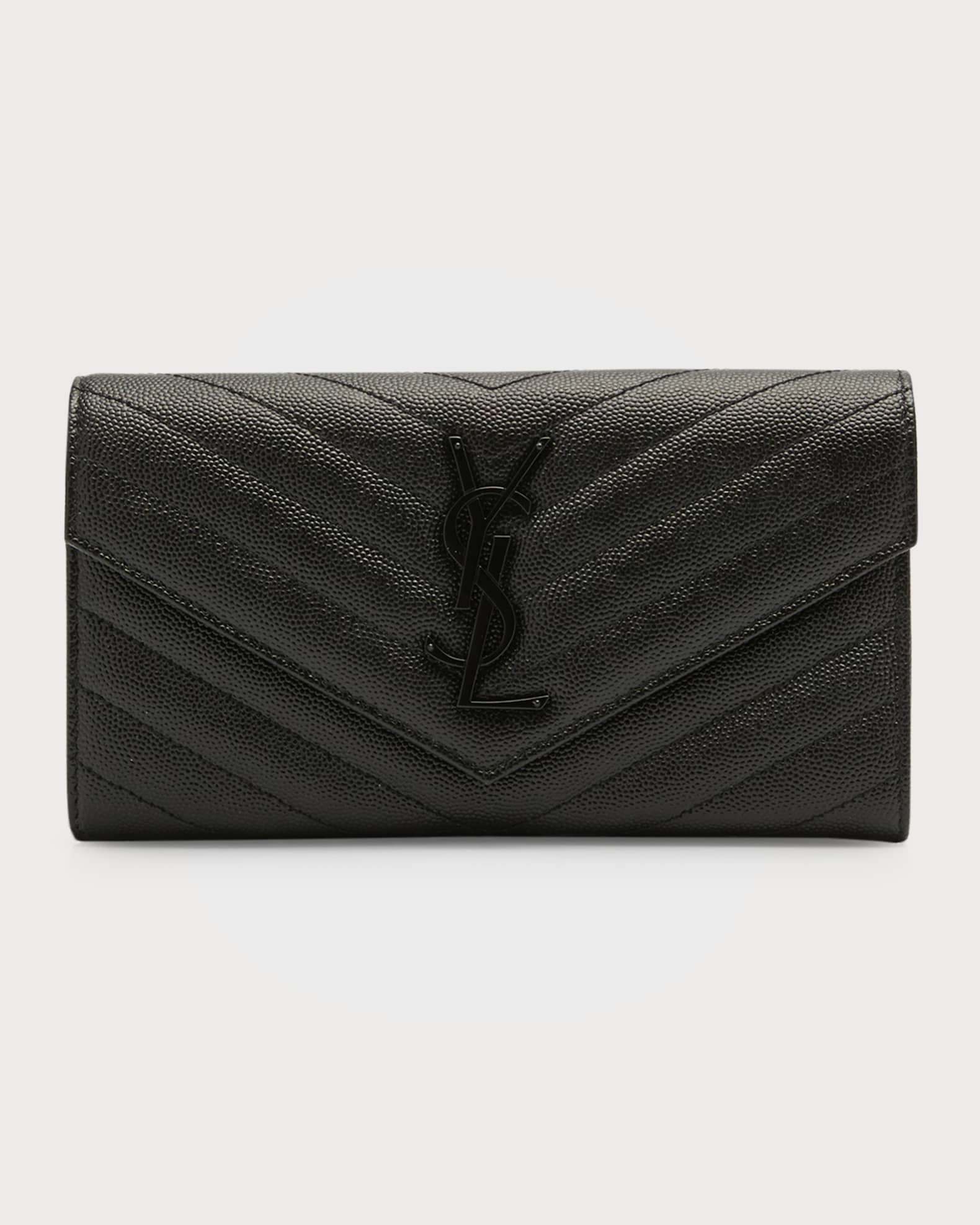 Saint Laurent Men's Cassandre YSL Logo Leather Wallet