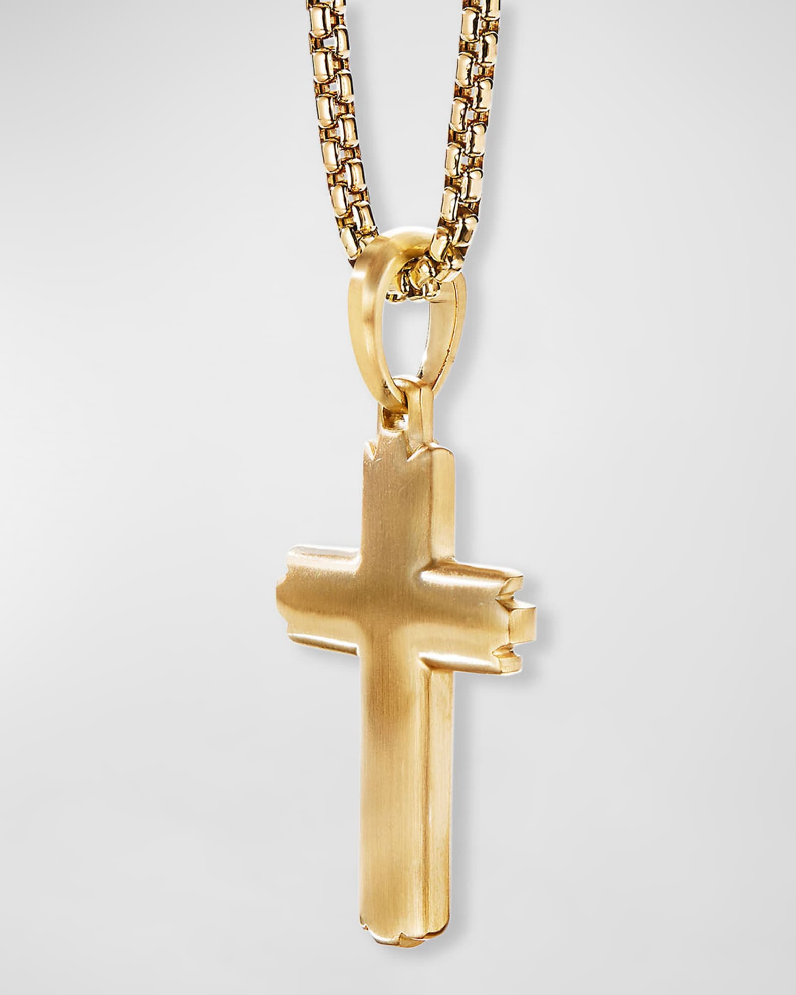 Men's Deco Cross Pendant in 18K Gold, 34mm 1