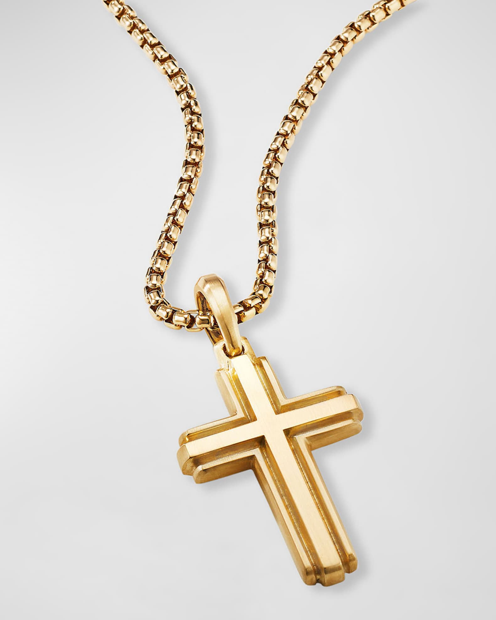 David Yurman Men's Deco Cross Pendant in 18K Gold, 34mm | Neiman Marcus