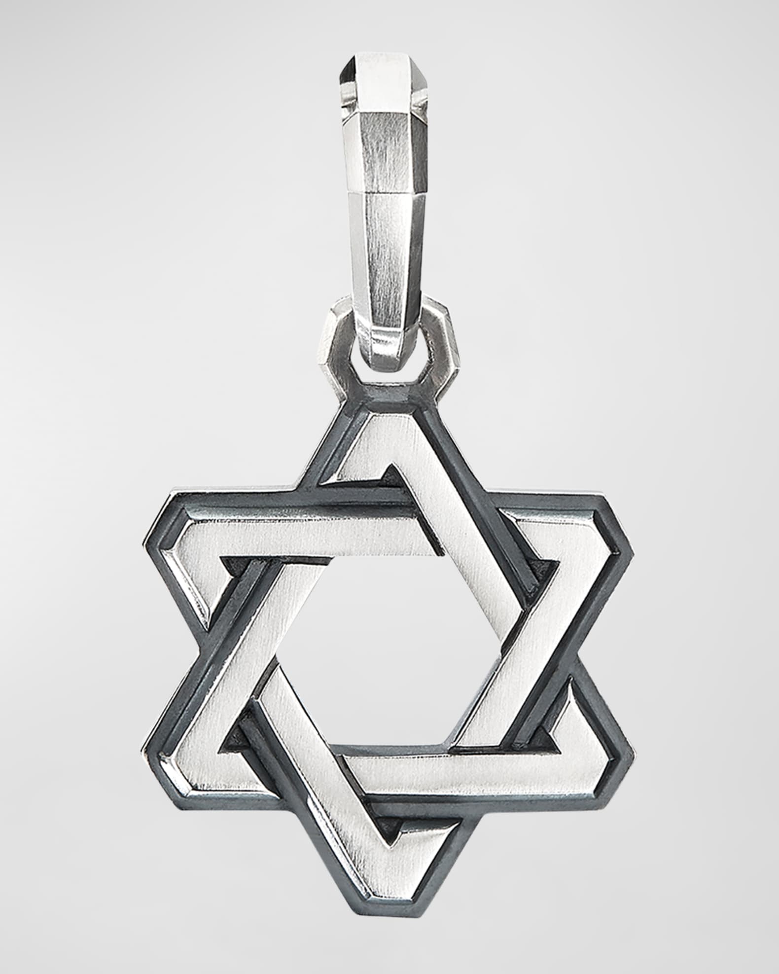 Men's Deco Star of David Pendant with Diamonds in Silver, 24mm 0