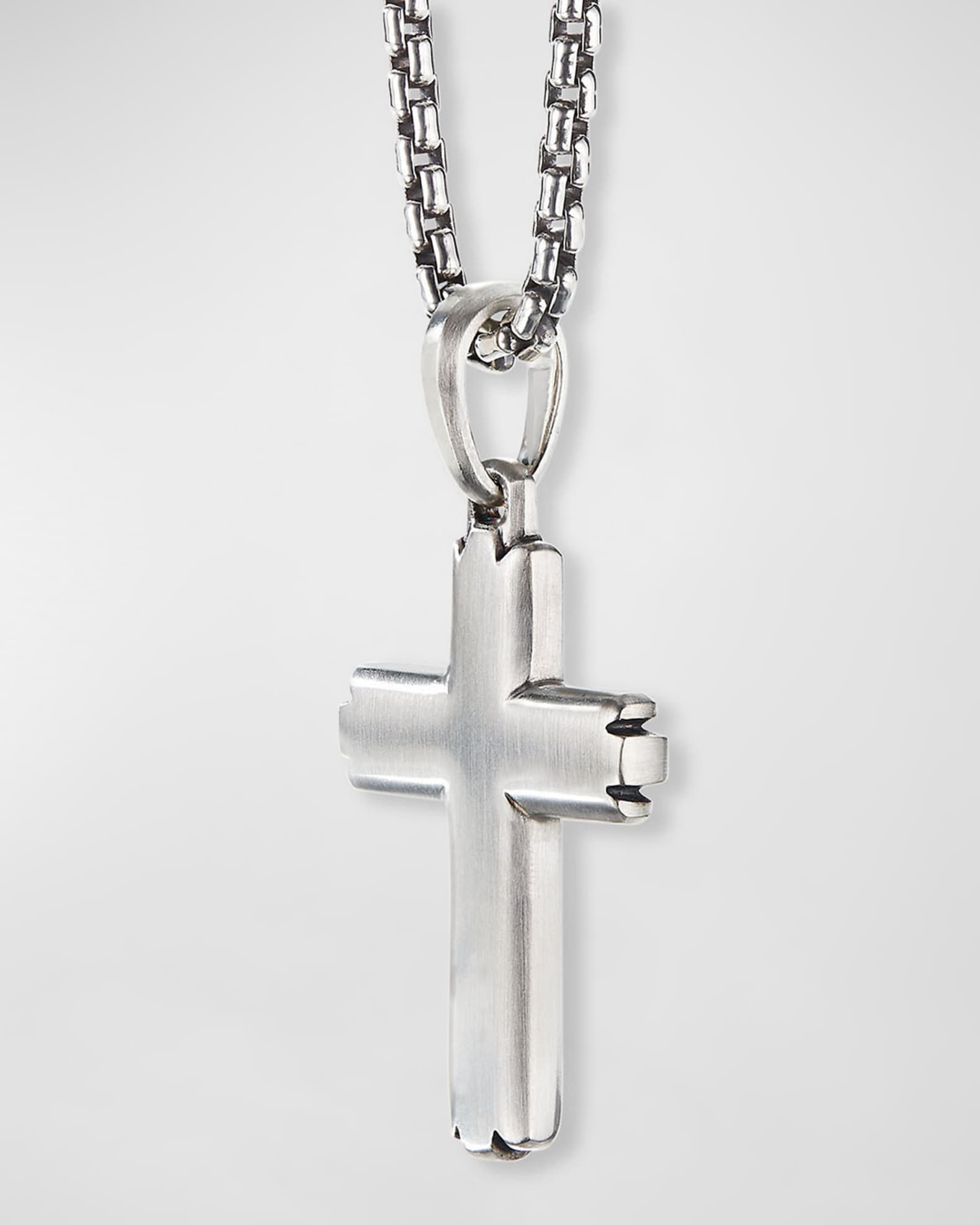 Men's Deco Cross Pendant in Silver, 34mm 1