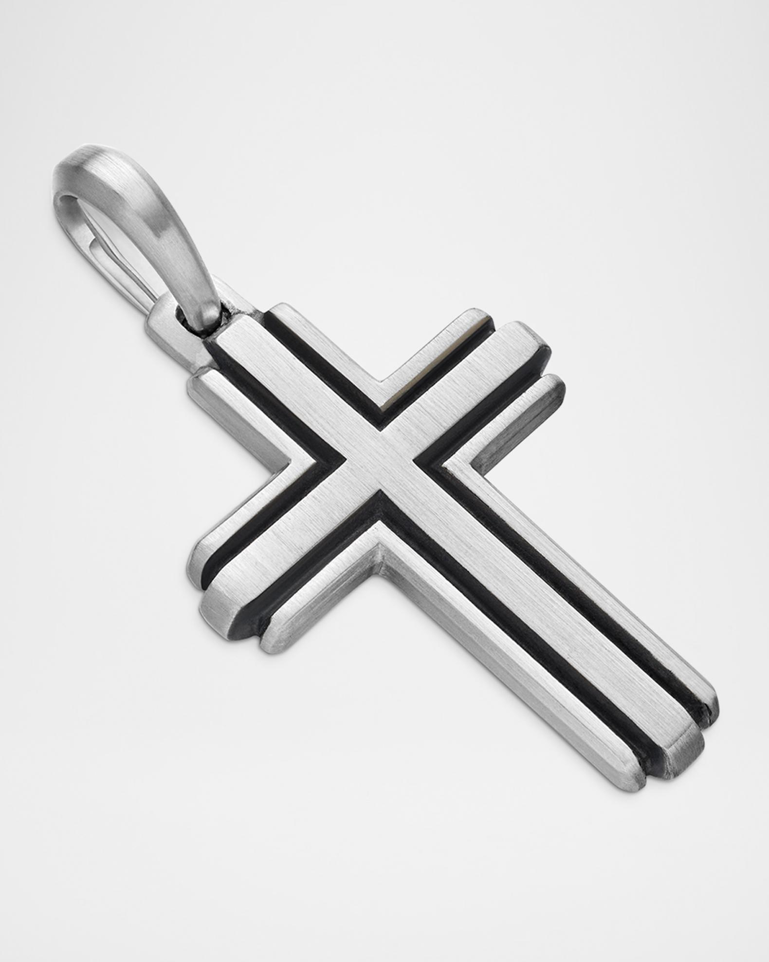 David Yurman Men's Deco Cross Pendant in Silver, 34mm | Neiman Marcus