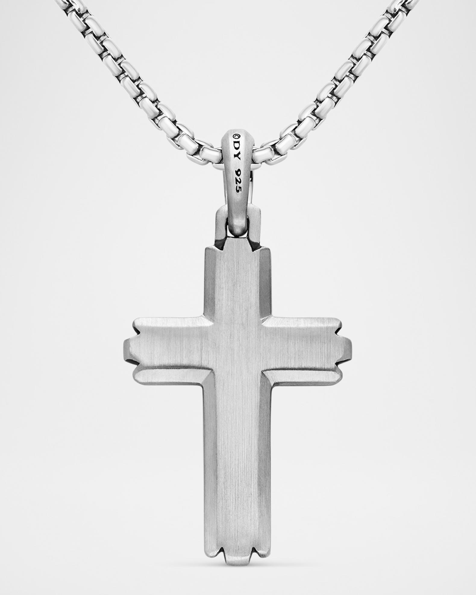 David Yurman Men's Deco Cross Pendant in Silver, 34mm | Neiman Marcus