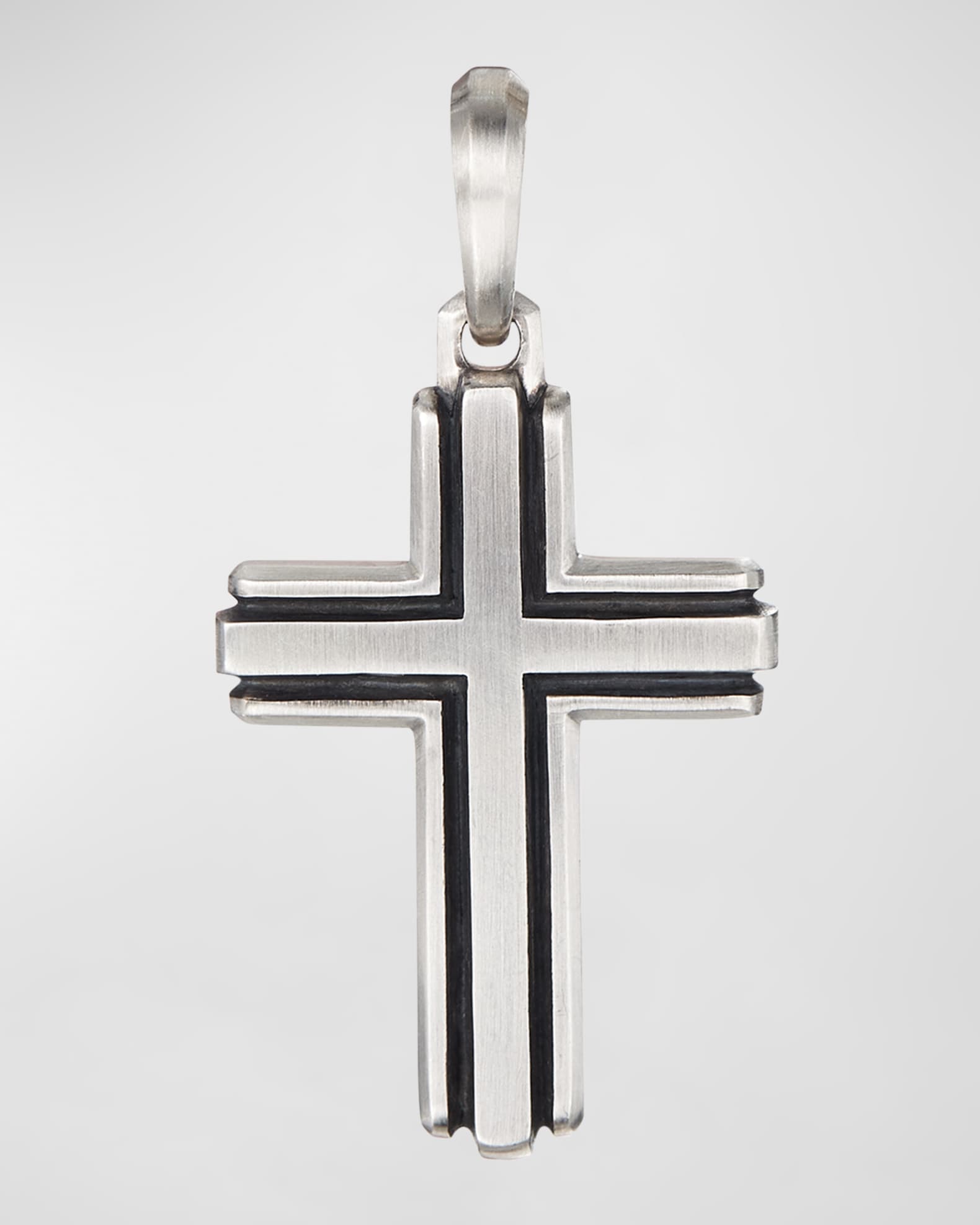 Men's Deco Cross Pendant in Silver, 34mm 0
