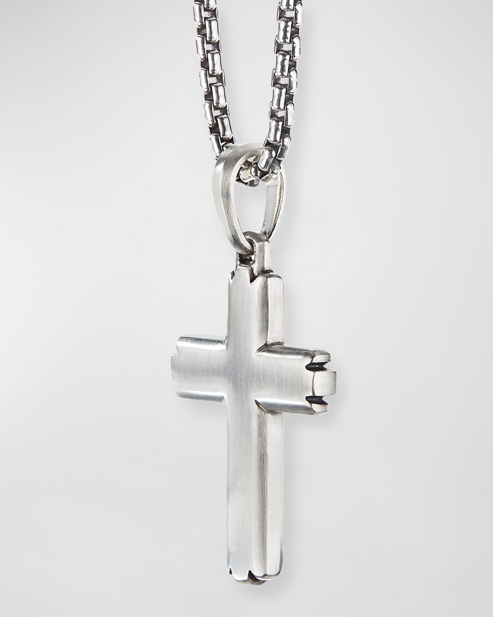Men's Deco Cross Pendant in Silver, 27mm 1