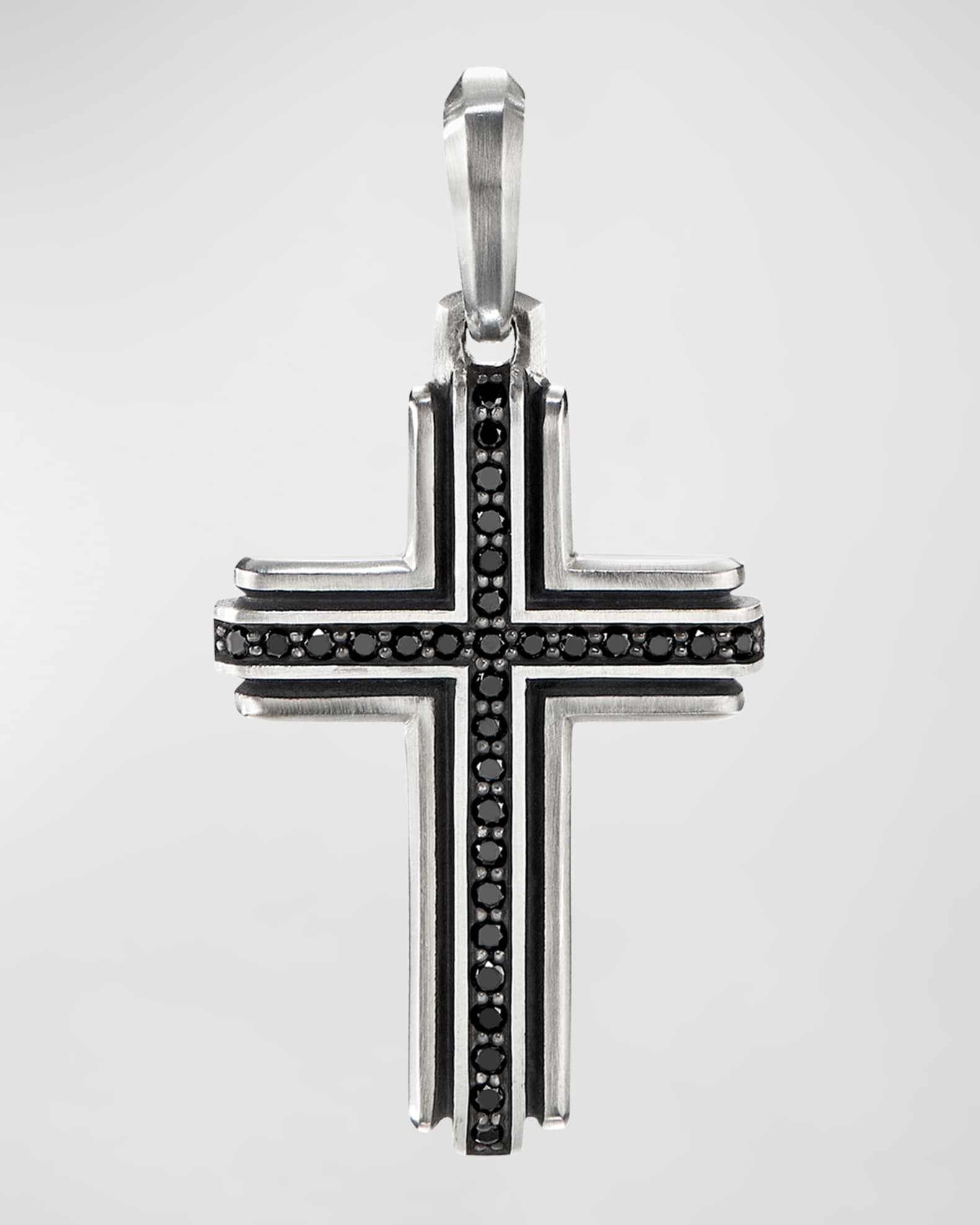 Men's Deco Cross Pendant in Silver, 34mm 0
