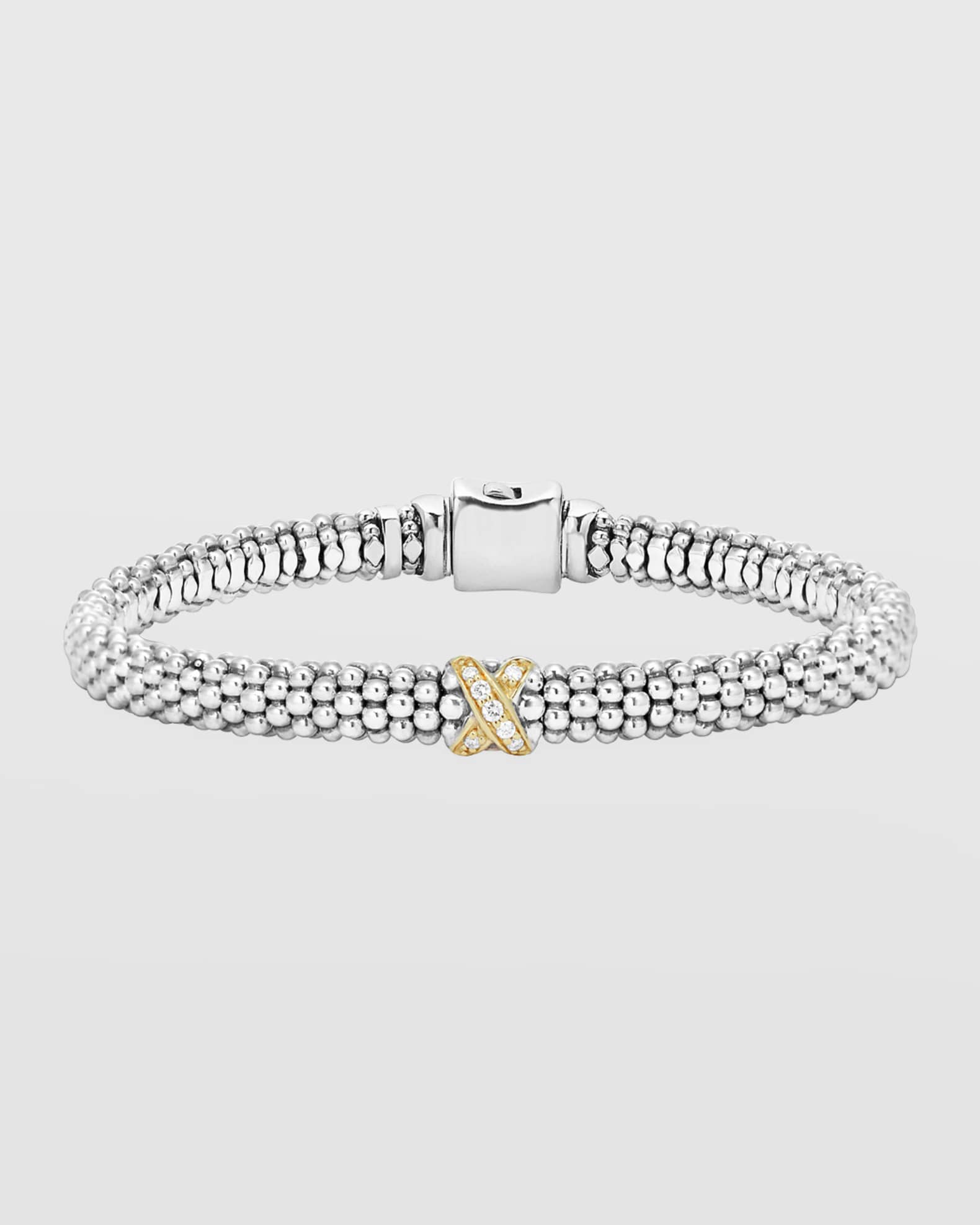 LAGOS Embrace Silver Diamond X Bracelet, 6 mm