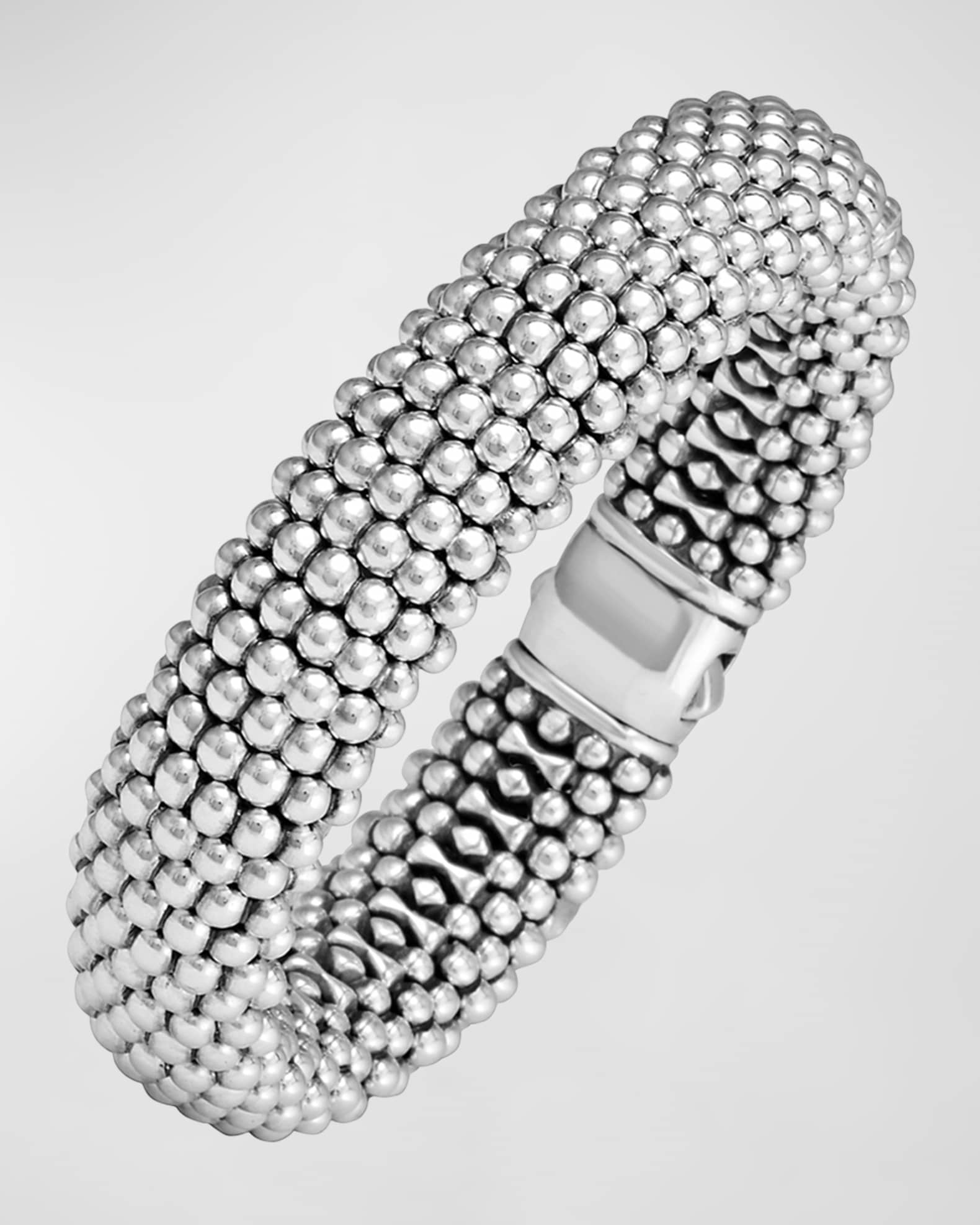 LAGOS Silver Caviar Oval Bracelet, 15mm | Neiman Marcus