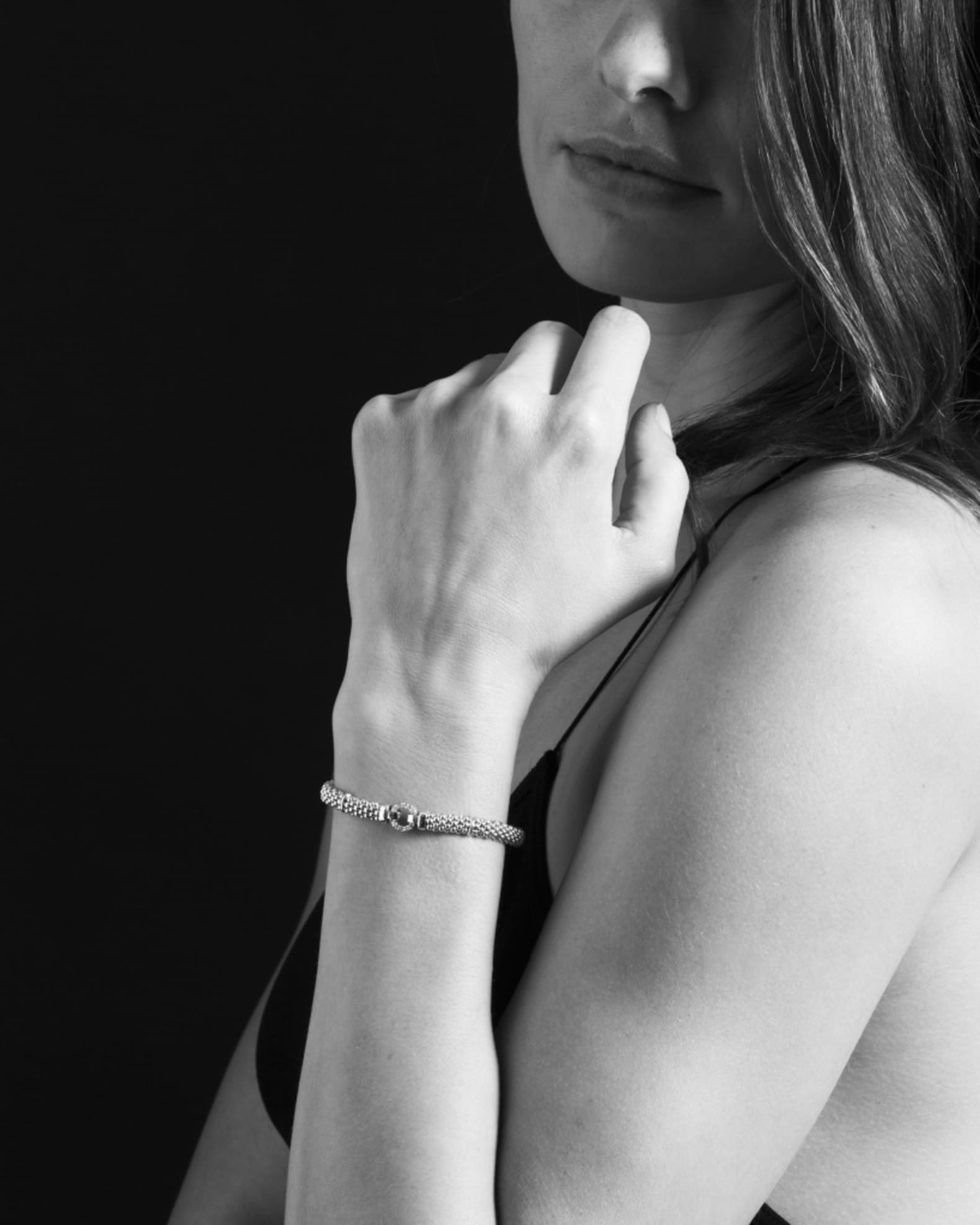 LAGOS Sterling Silver Rope Bracelet with Diamonds, 6mm Neiman Marcus