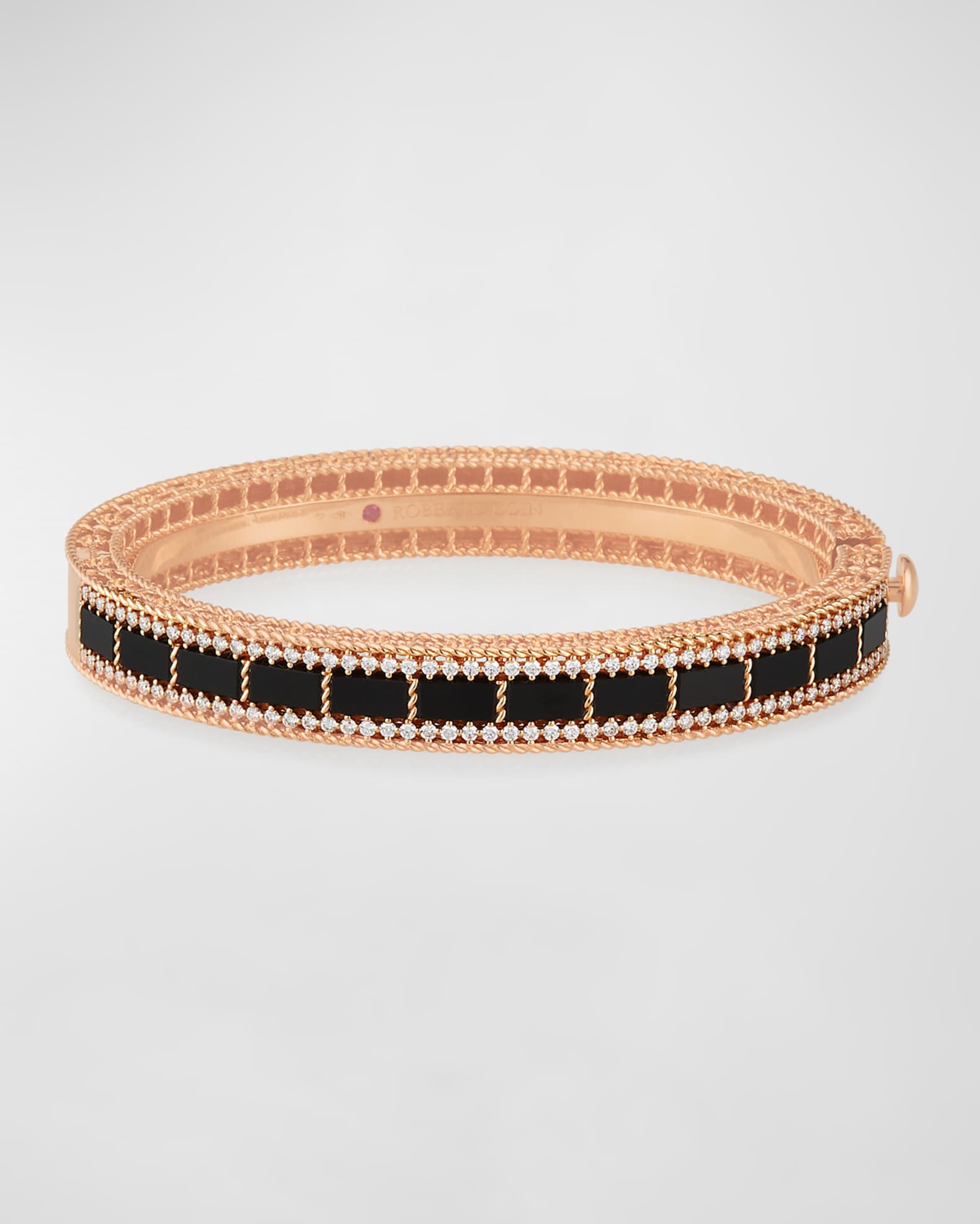 Roberto Coin Art Deco 18k Rose Gold Black Jade & Diamond Bracelet
