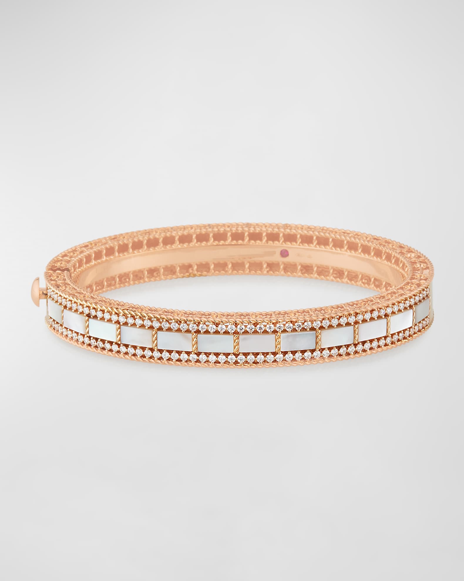 Roberto Coin Art Deco 18k Rose Gold Mother-of-Pearl & Diamond Bangle