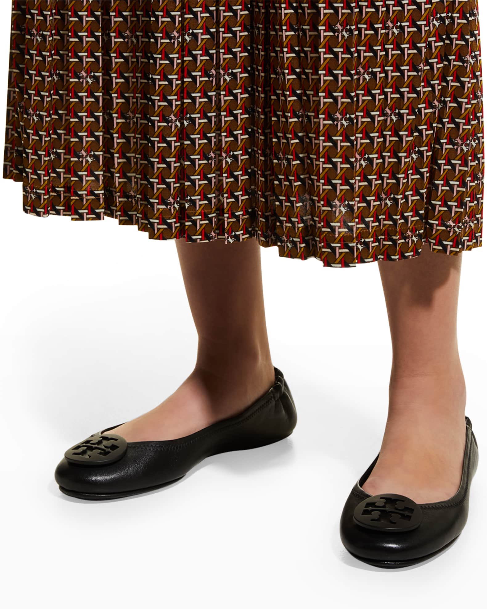 Tory Burch Minnie Travel Leather Ballet Flats | Neiman Marcus