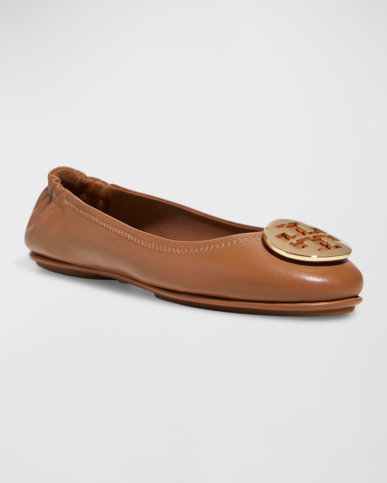 Tory Burch Minnie Travel Leather Ballet Flats | Neiman Marcus