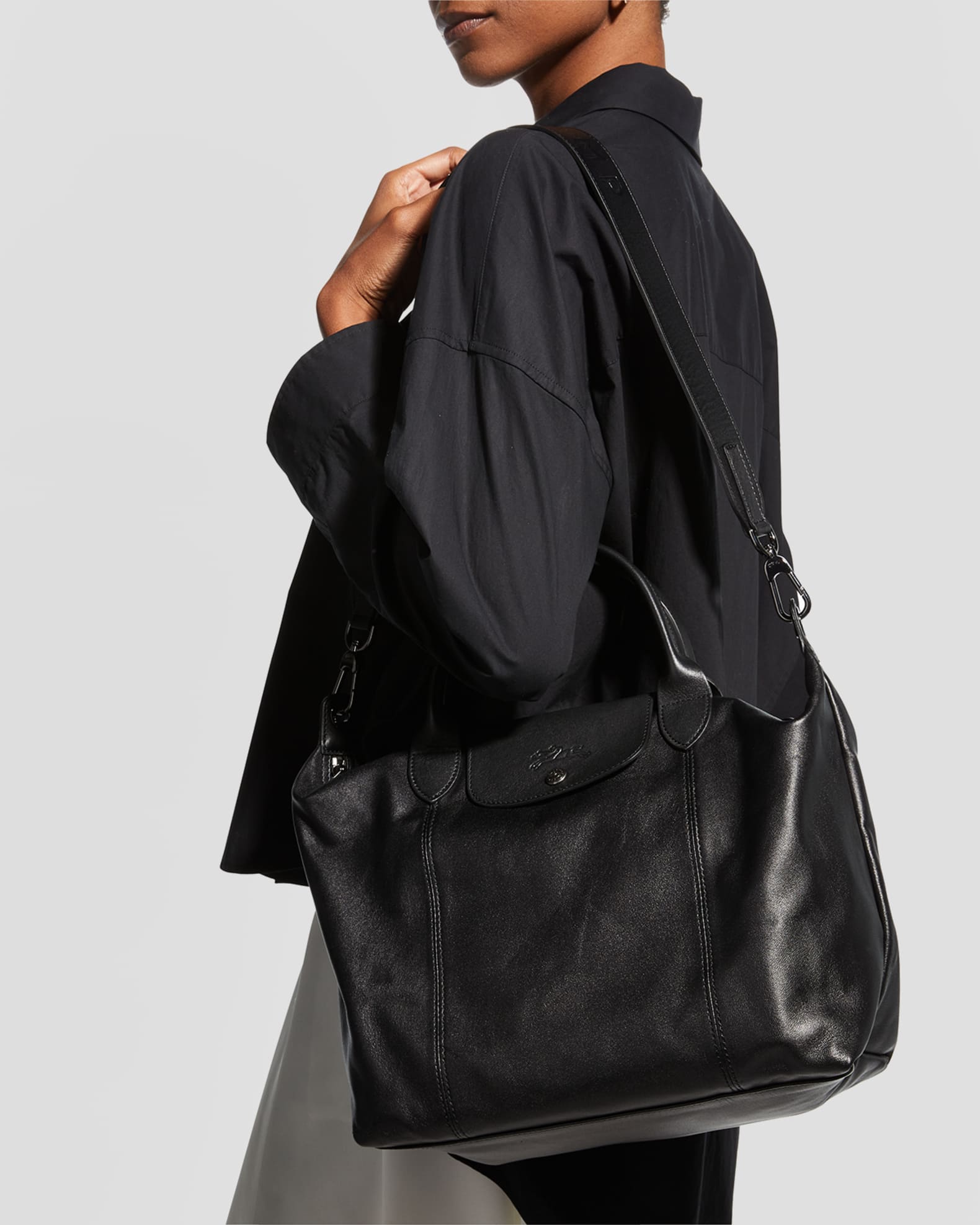Longchamp le pliage cuir large sale