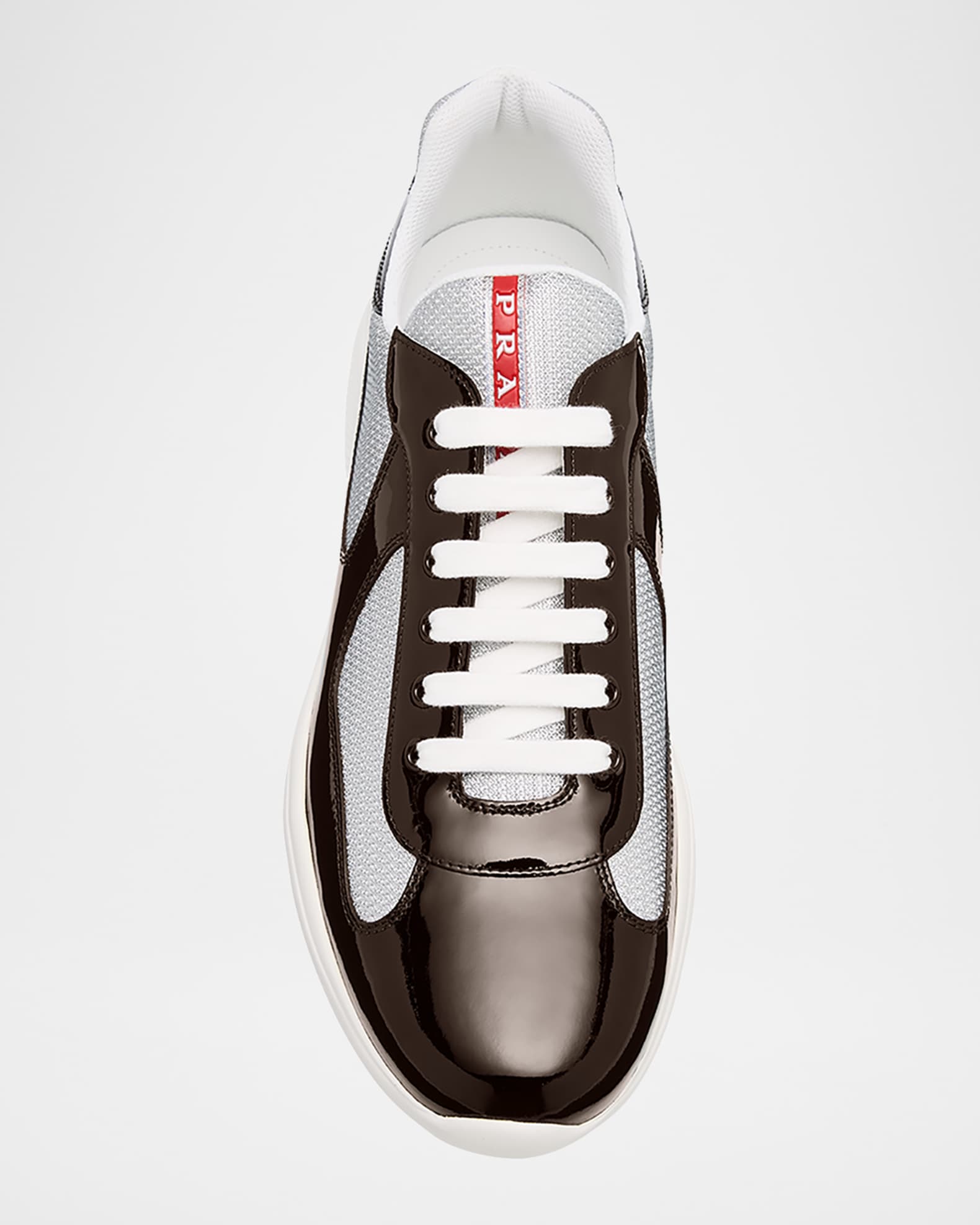 PRADA 革スニーカー America’s Cup Prada Men's America's Cup Patent Leather Sneakers | Neiman Marcus